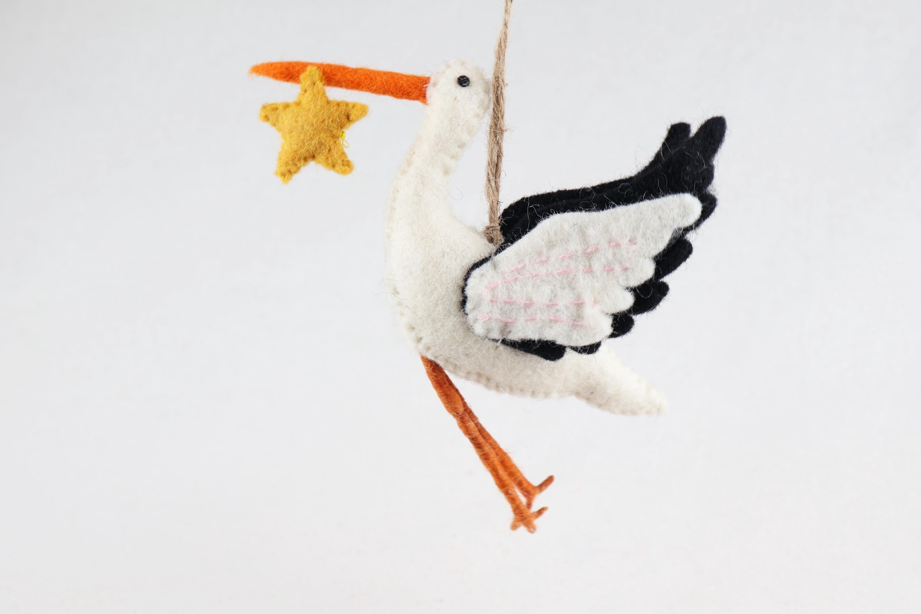 Anhänger Storch I Filz Christbaumschmuck I Weihnachtsdeko I Babyparty I Klapperstorch I Frühlingsdeko