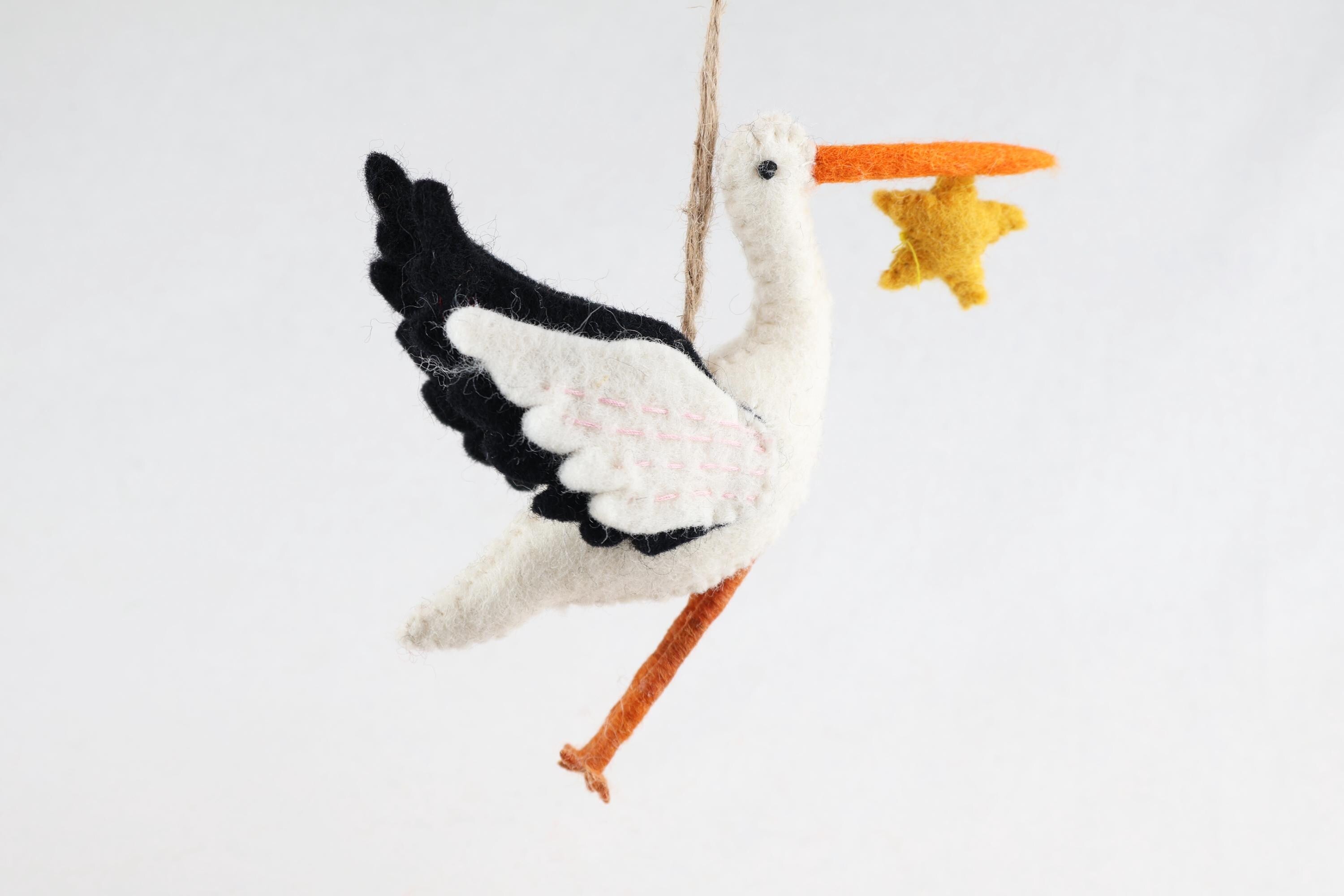 Anhänger Storch I Filz Christbaumschmuck I Weihnachtsdeko I Babyparty I Klapperstorch I Frühlingsdeko