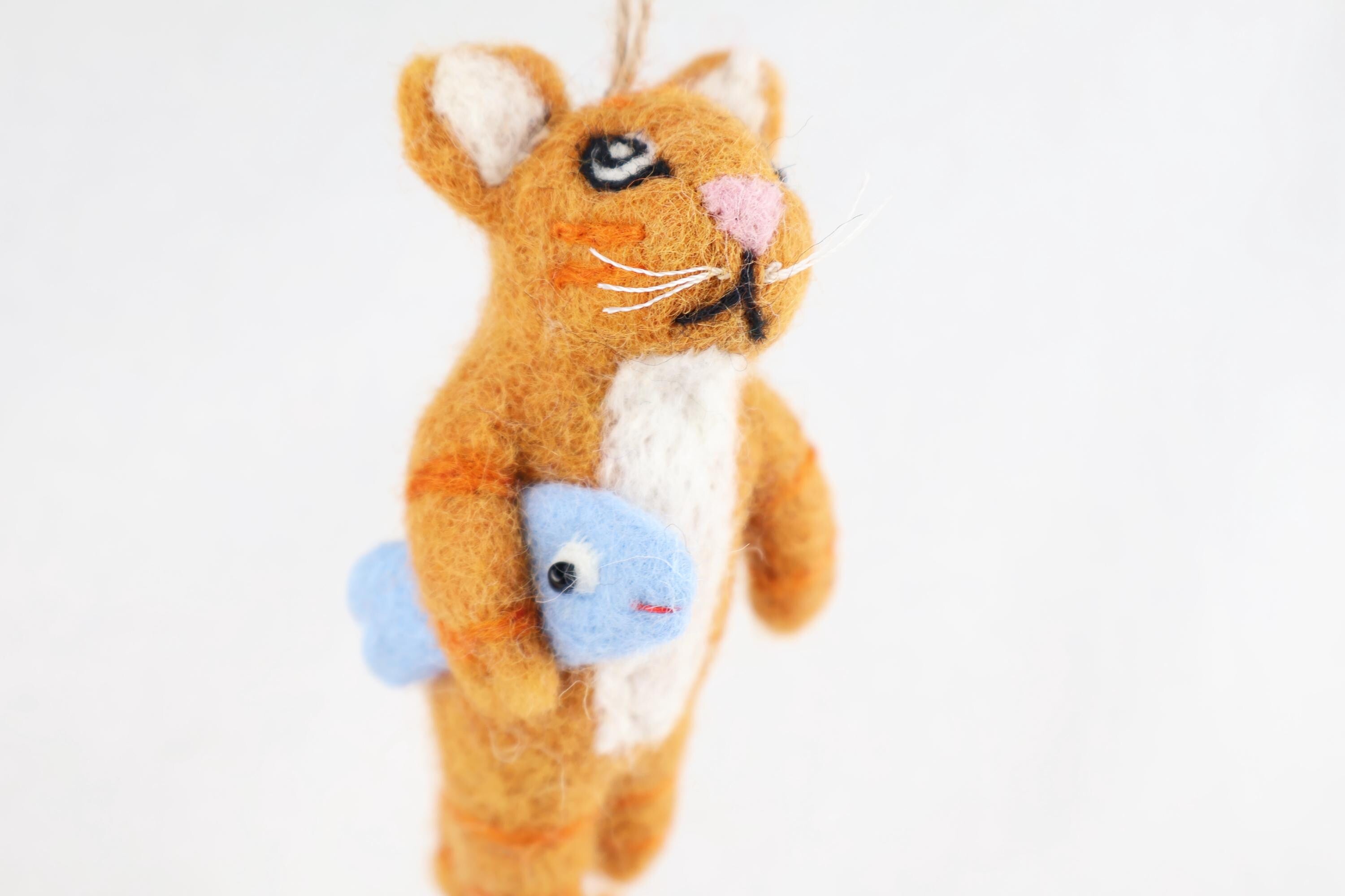Weihnachtsanhänger Katze mit Fisch I Christbaumschmuck Weihnachtsdeko I Winter Weihnachtsbaum I Weihnachtskatze