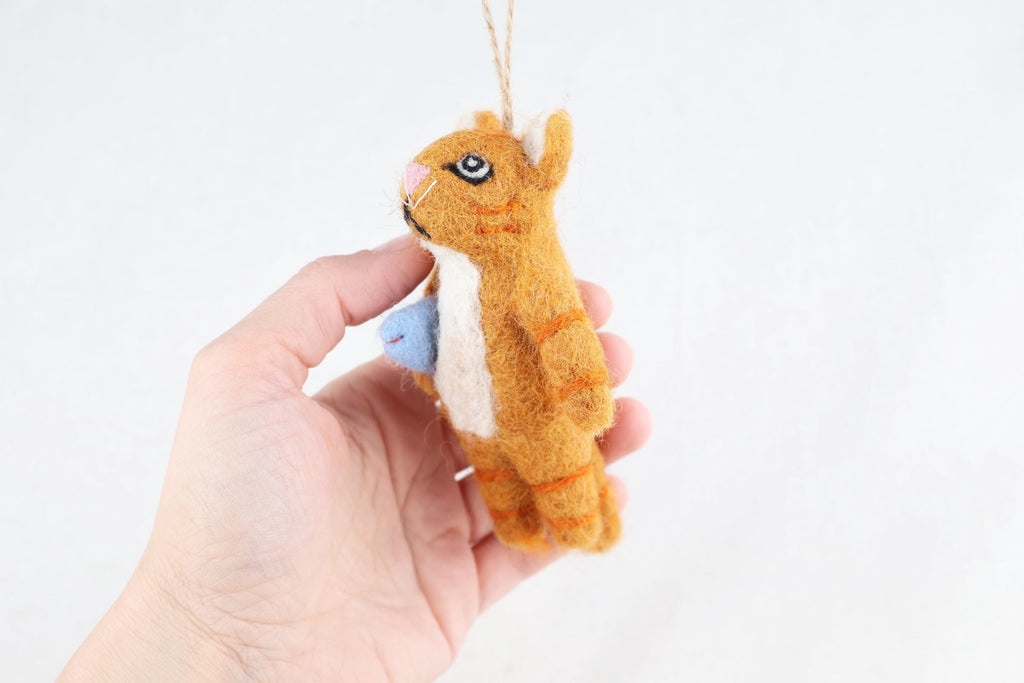 Weihnachtsanhänger Katze mit Fisch I Christbaumschmuck Weihnachtsdeko I Winter Weihnachtsbaum I Weihnachtskatze