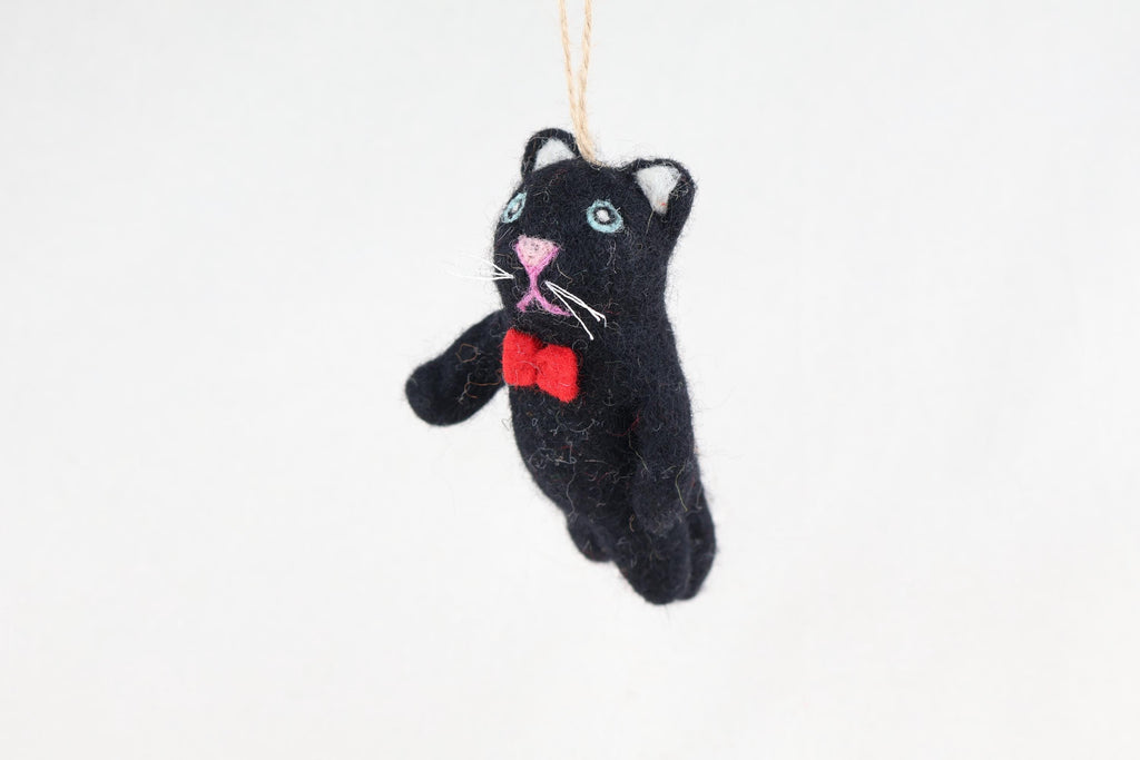 Weihnachtsanhänger Katze mit Fliege I Christbaumschmuck Weihnachtsdeko I Winter Weihnachtsbaum I Weihnachtskatze