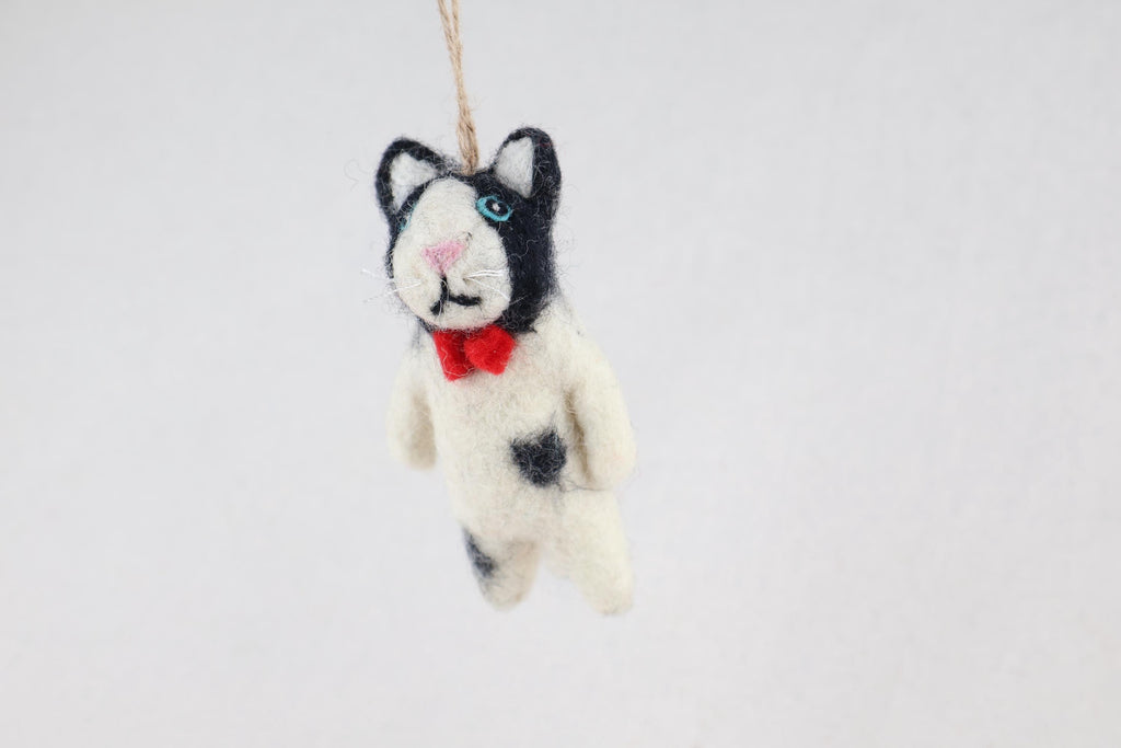 Weihnachtsanhänger Katze mit Fliege I Christbaumschmuck Weihnachtsdeko I Winter Weihnachtsbaum I Weihnachtskatze