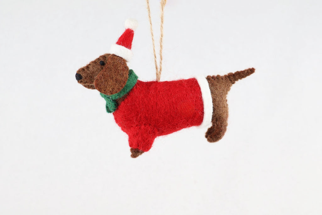 Weihnachtsanhänger Weihnachtsdackel I Filz Christbaumschmuck I Weihnachtsdeko I Weihnachtsdackel mit Mütze I Hundeanhänger