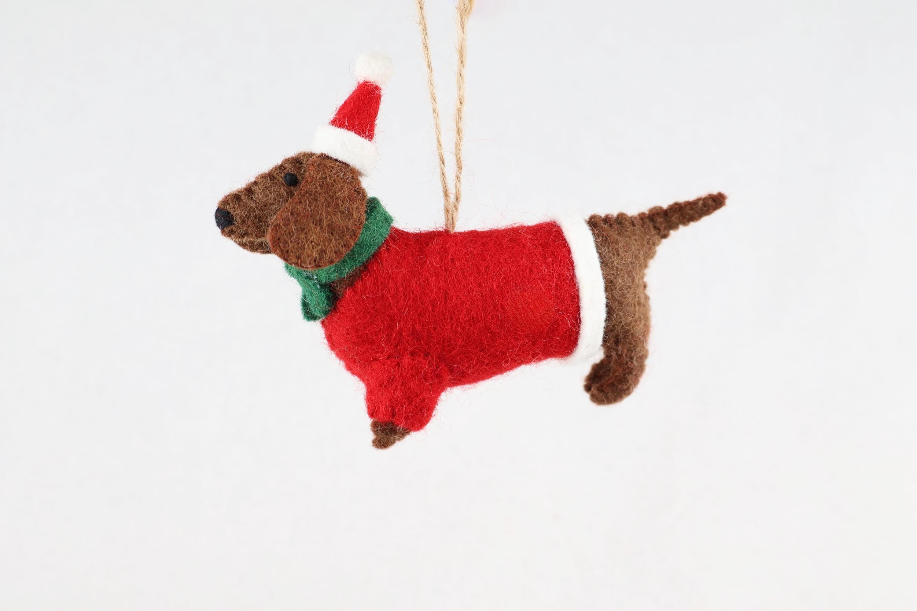 Weihnachtsanhänger Weihnachtsdackel I Filz Christbaumschmuck I Weihnachtsdeko I Weihnachtsdackel mit Mütze I Hundeanhänger