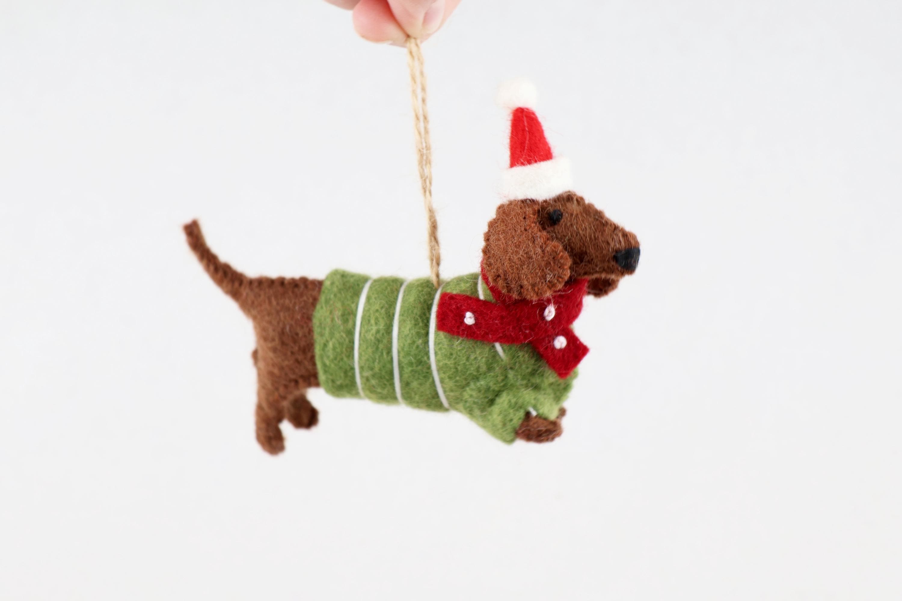 Weihnachtsanhänger Dackel aus Filz I Filz Christbaumschmuck I Weihnachtsdeko I Weihnachtsdackel mit Mütze I Hundeanhänger