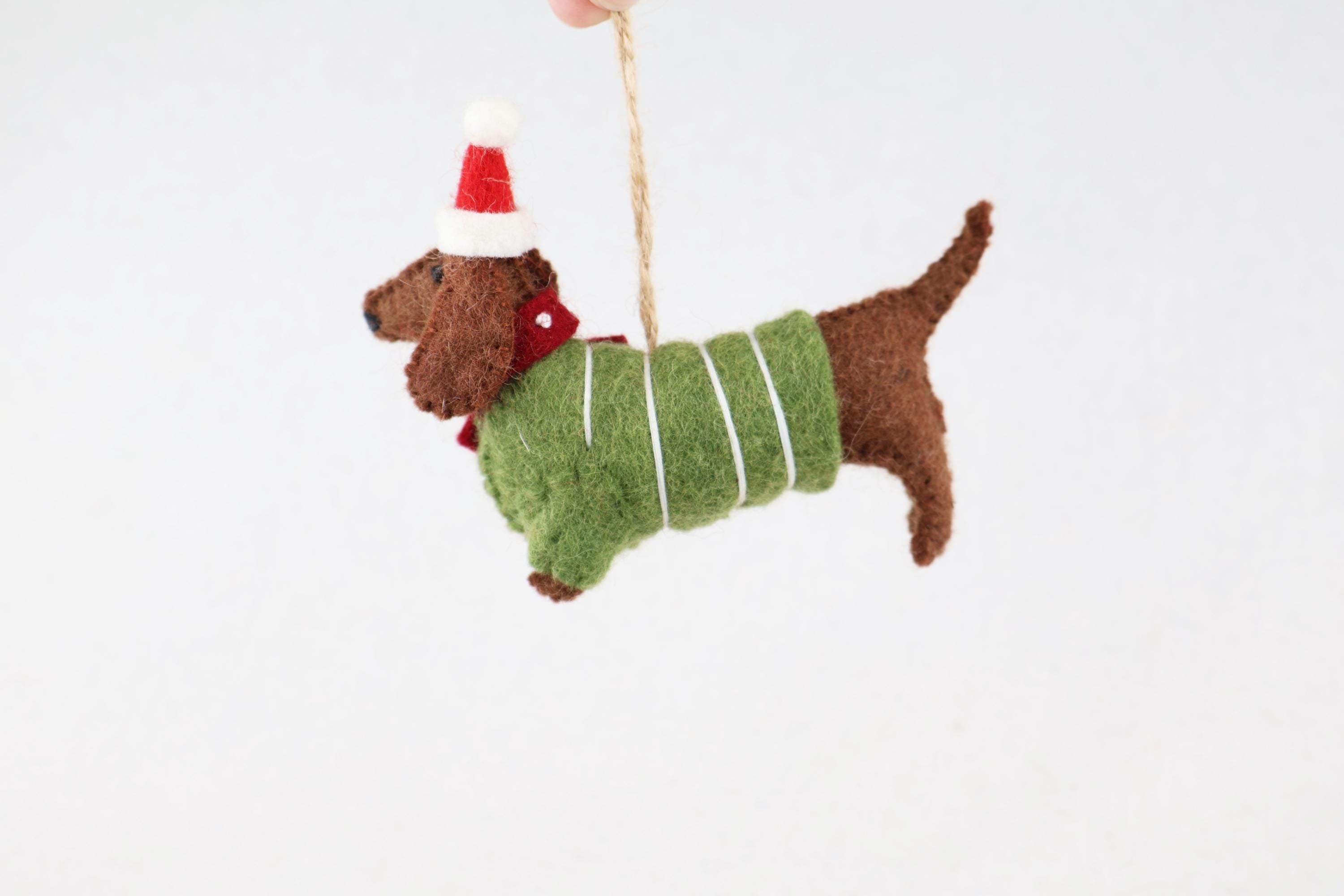 Weihnachtsanhänger Dackel aus Filz I Filz Christbaumschmuck I Weihnachtsdeko I Weihnachtsdackel mit Mütze I Hundeanhänger