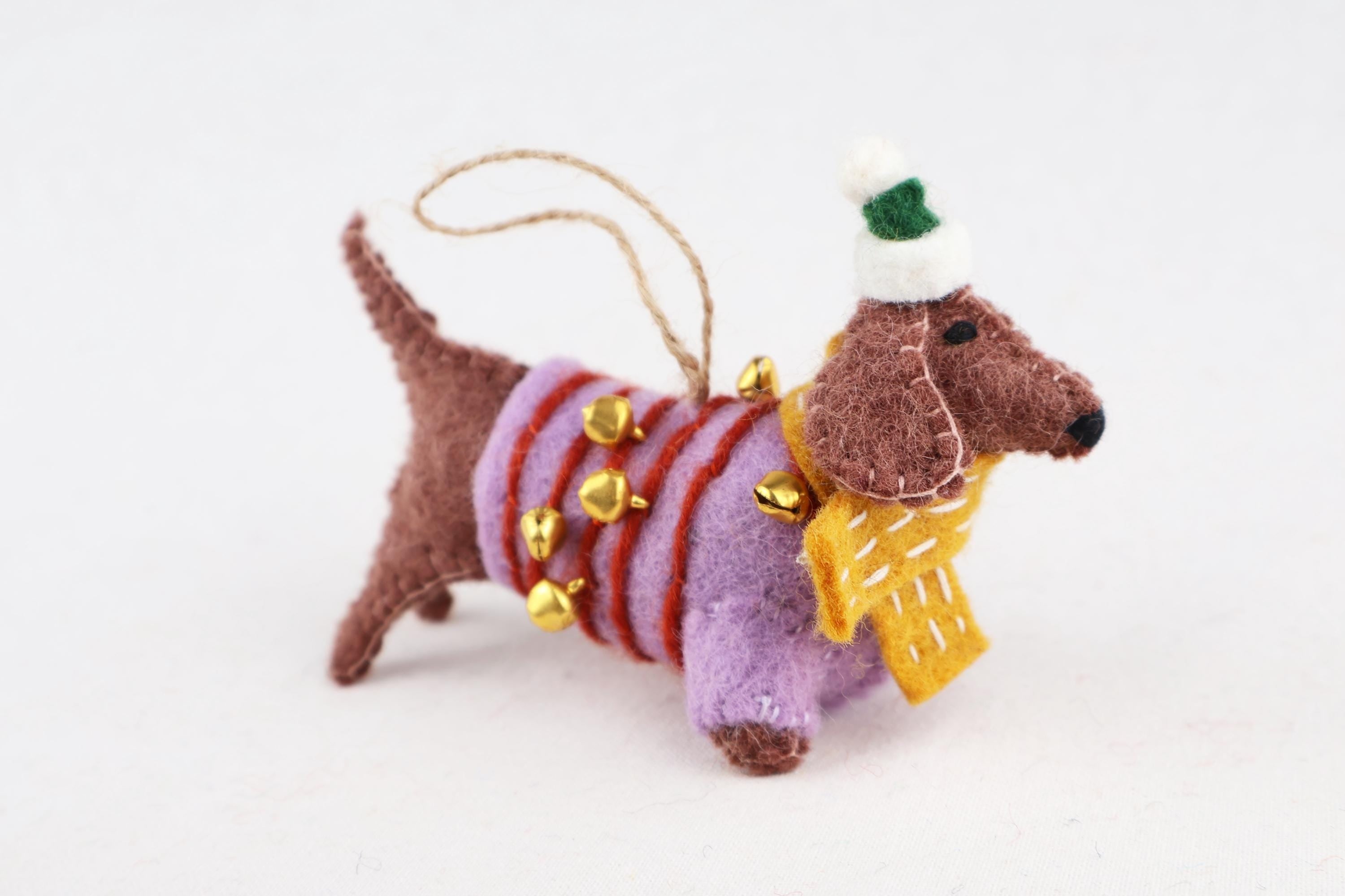 Weihnachtsanhänger Dackel aus Filz I Filz Christbaumschmuck I Weihnachtsdeko I Weihnachtsdackel mit Mütze I Hundeanhänger
