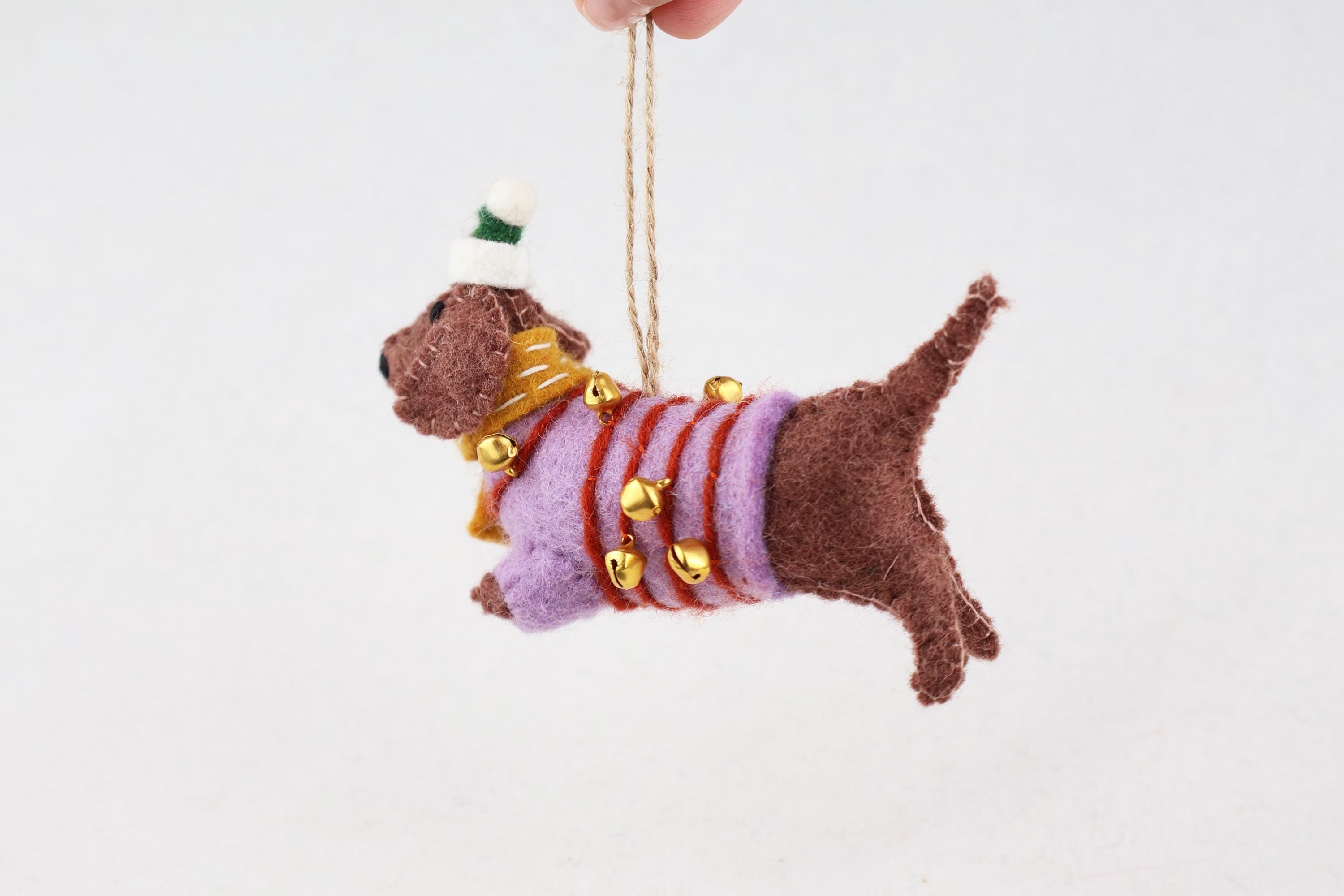 Weihnachtsanhänger Dackel aus Filz I Filz Christbaumschmuck I Weihnachtsdeko I Weihnachtsdackel mit Mütze I Hundeanhänger