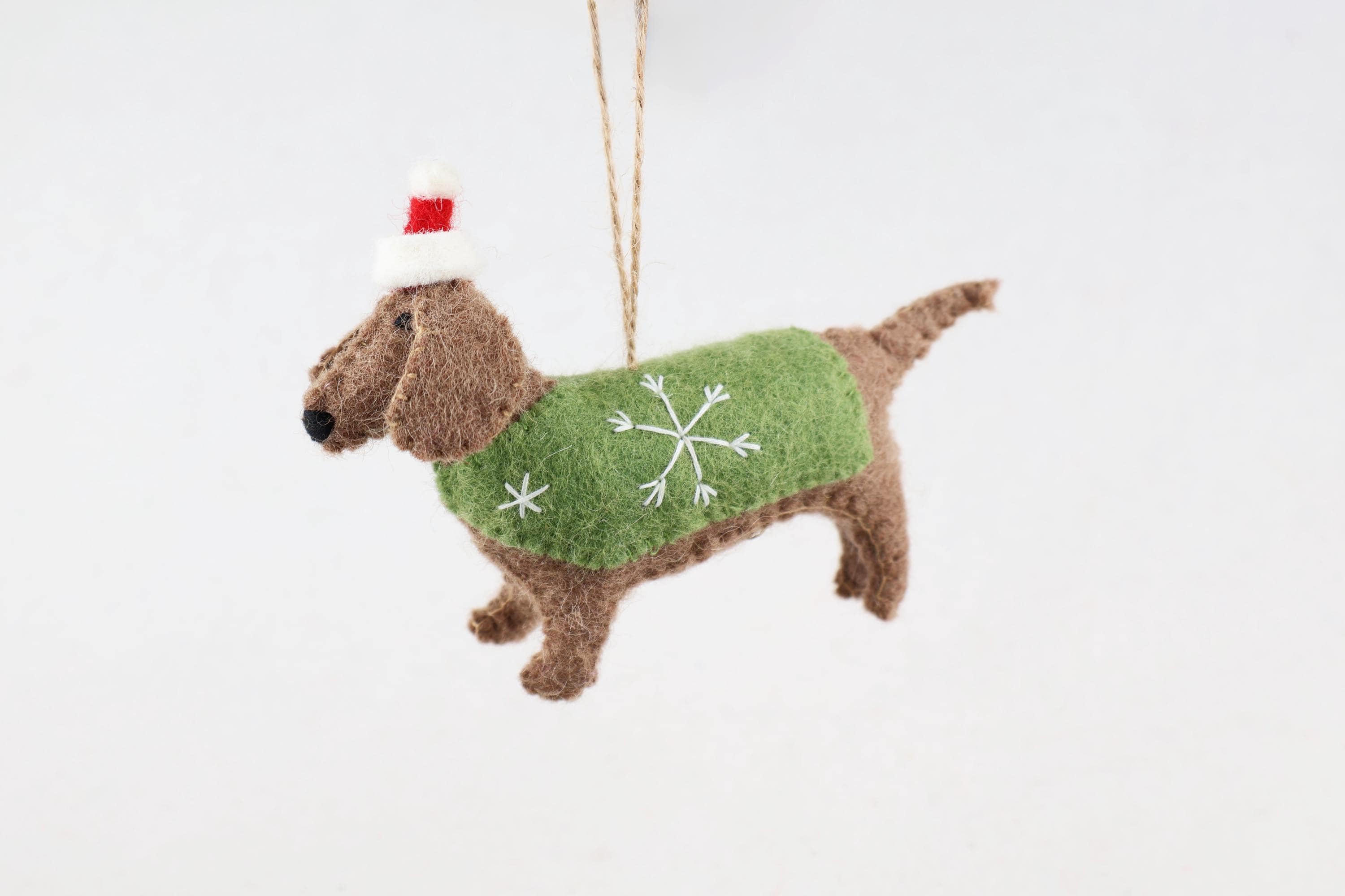 Weihnachtsanhänger Dackel aus Filz I Filz Christbaumschmuck I Weihnachtsdeko I Weihnachtsdackel mit Mütze I Hundeanhänger