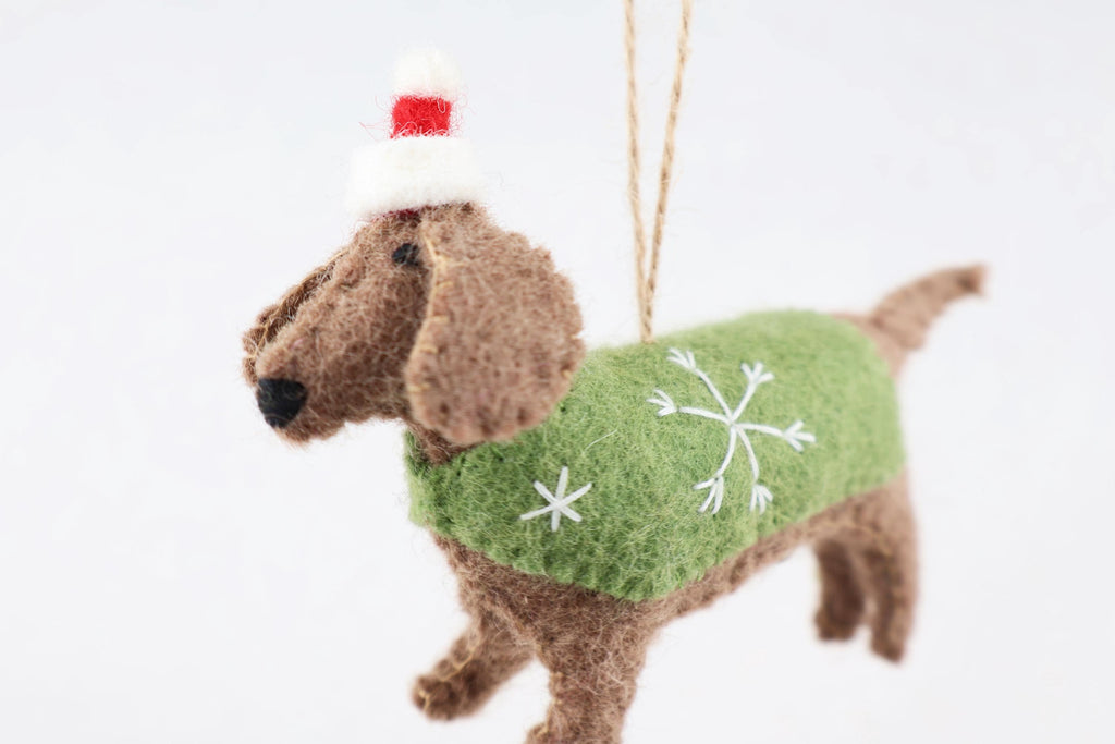 Weihnachtsanhänger Dackel aus Filz I Filz Christbaumschmuck I Weihnachtsdeko I Weihnachtsdackel mit Mütze I Hundeanhänger
