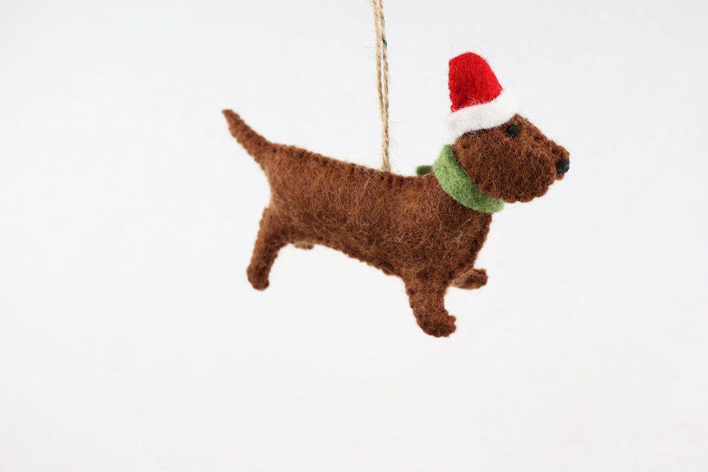 Weihnachtsanhänger Dackel aus Filz I Filz Christbaumschmuck I Weihnachtsdeko I Weihnachtsdackel mit Mütze I Hundeanhänger