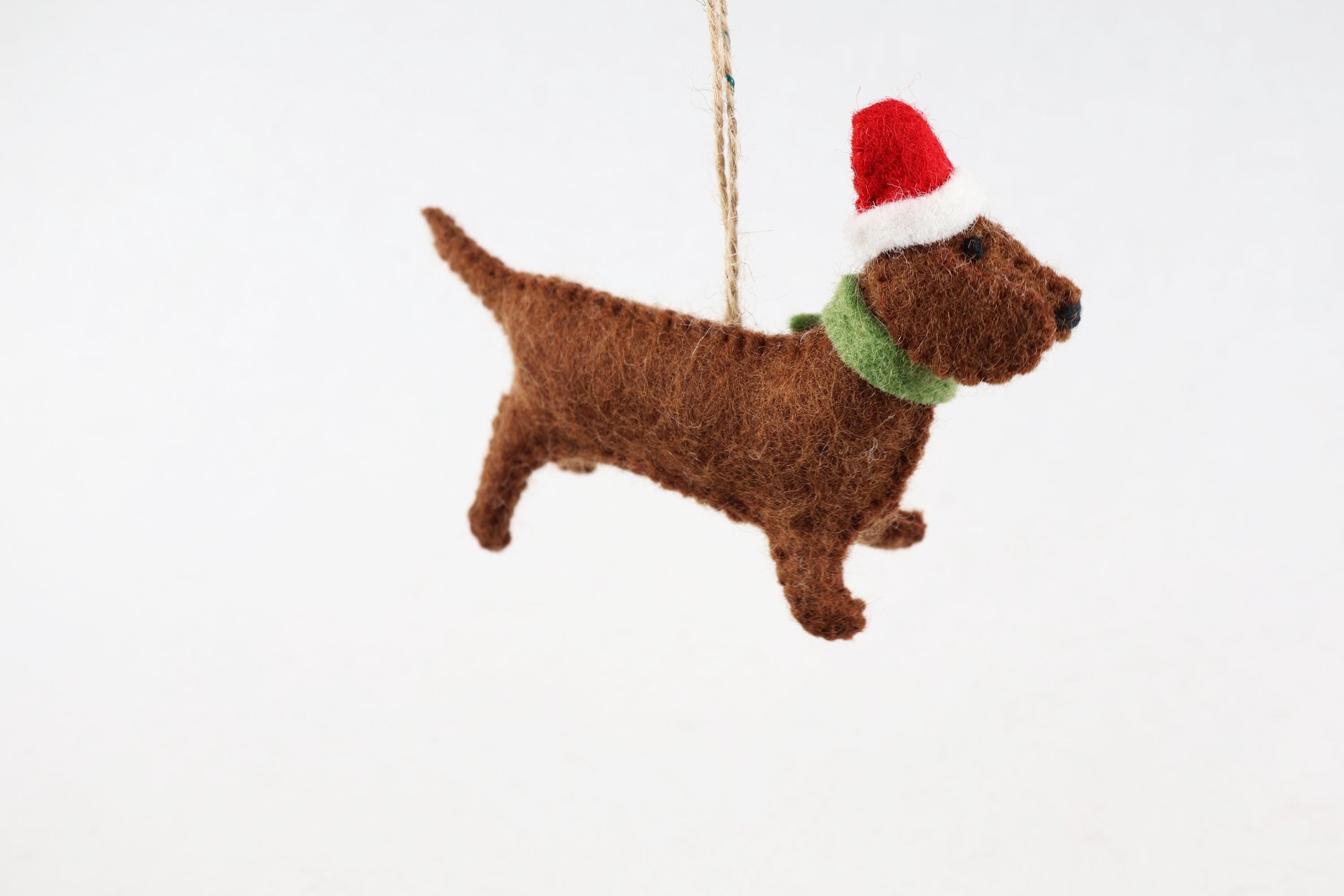 Weihnachtsanhänger Dackel aus Filz I Filz Christbaumschmuck I Weihnachtsdeko I Weihnachtsdackel mit Mütze I Hundeanhänger