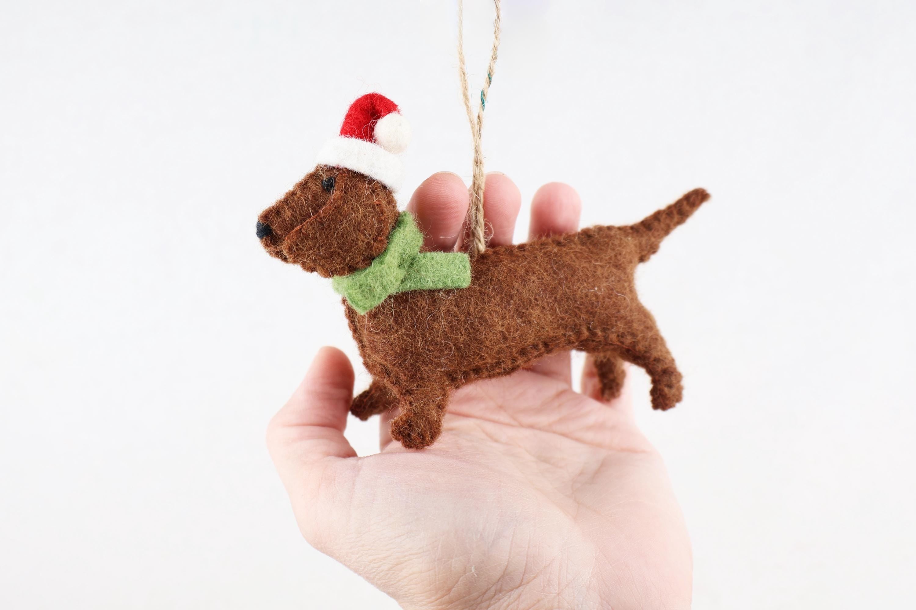 Weihnachtsanhänger Dackel aus Filz I Filz Christbaumschmuck I Weihnachtsdeko I Weihnachtsdackel mit Mütze I Hundeanhänger
