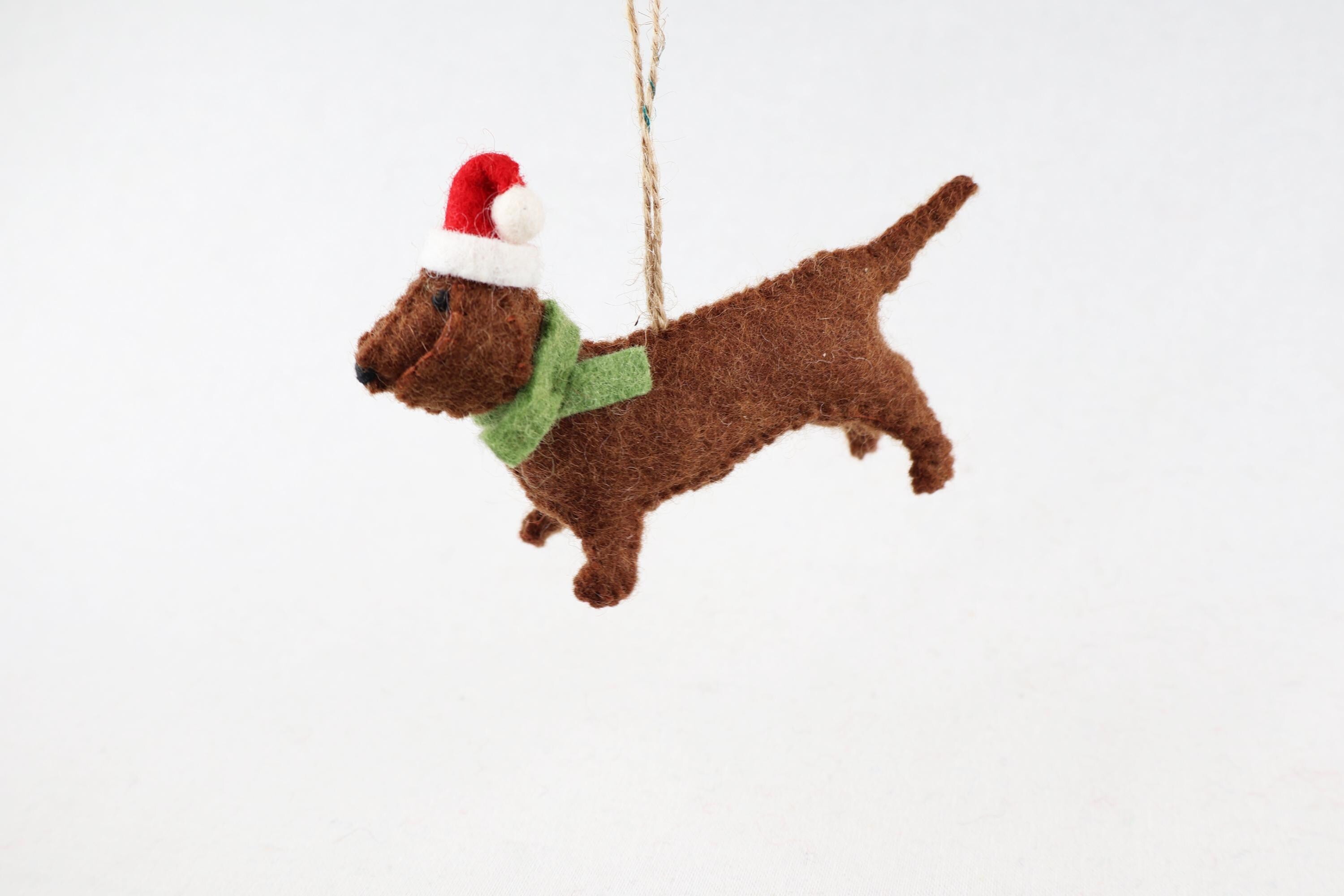 Weihnachtsanhänger Dackel aus Filz I Filz Christbaumschmuck I Weihnachtsdeko I Weihnachtsdackel mit Mütze I Hundeanhänger