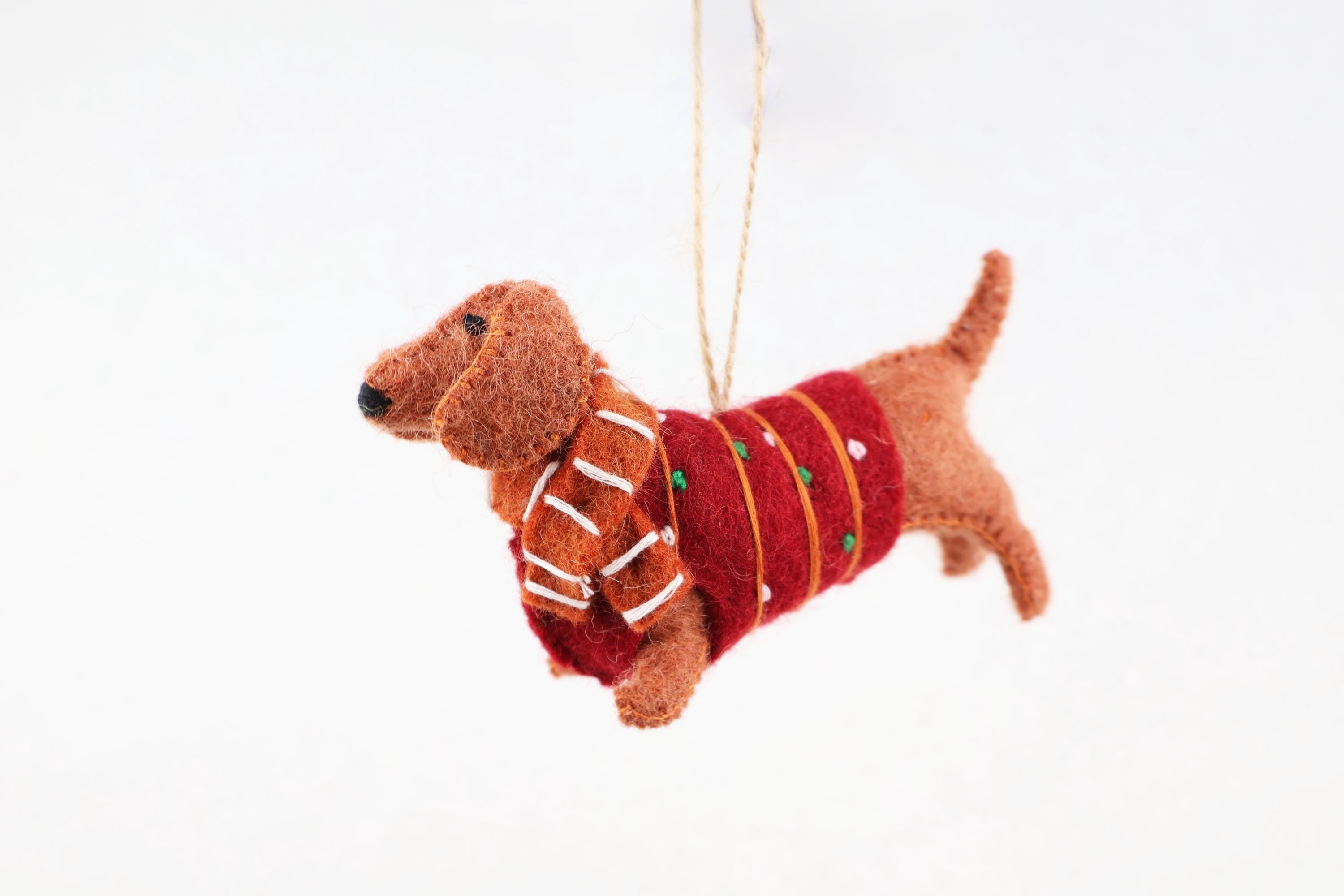 Weihnachtsanhänger Dackel aus Filz I Filz Christbaumschmuck I Weihnachtsdeko I Weihnachtsdackel mit Mütze I Hundeanhänger