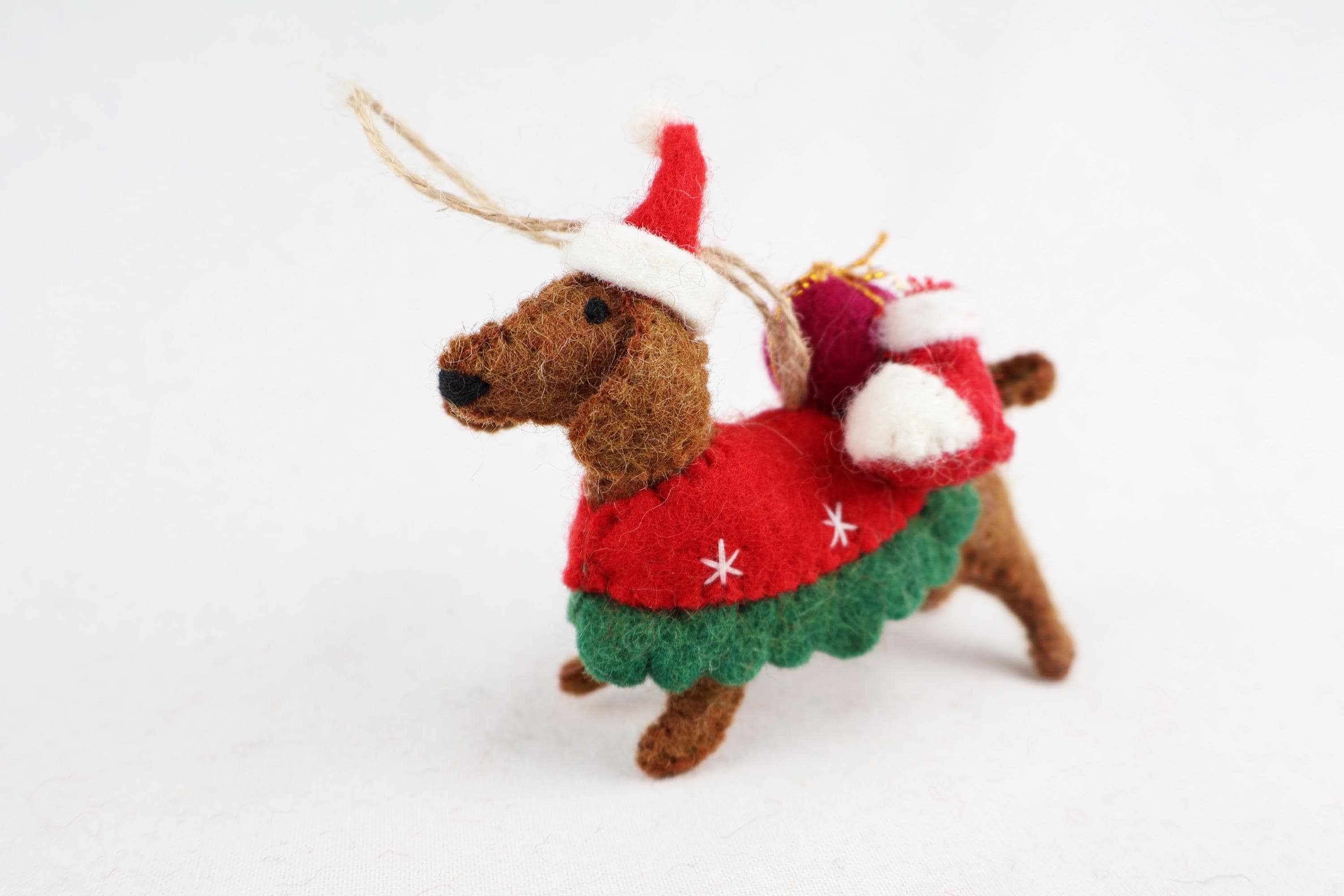 Weihnachtsanhänger Dackel aus Filz I Filz Christbaumschmuck I Weihnachtsdeko I Weihnachtsdackel mit Mütze I Hundeanhänger