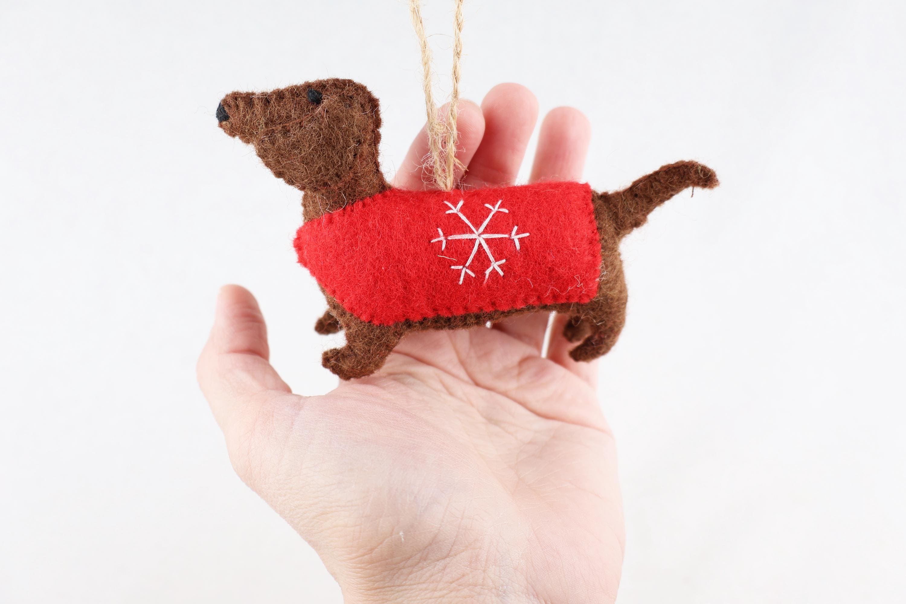 Weihnachtsanhänger Dackel aus Filz I Filz Christbaumschmuck I Weihnachtsdeko I Weihnachtsdackel mit Mantel I Hundeanhänger