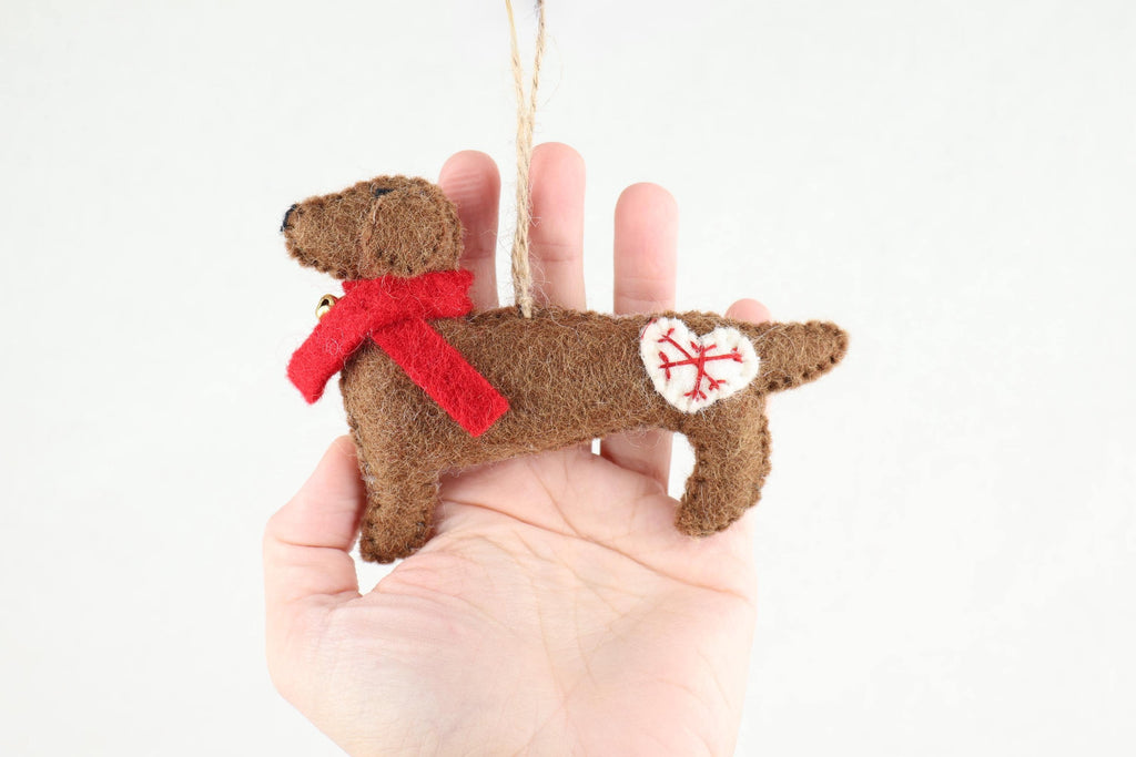 Weihnachtsanhänger Hund Dackel I Filz Christbaumschmuck I Weihnachtsdeko I Weihnachtsdackel