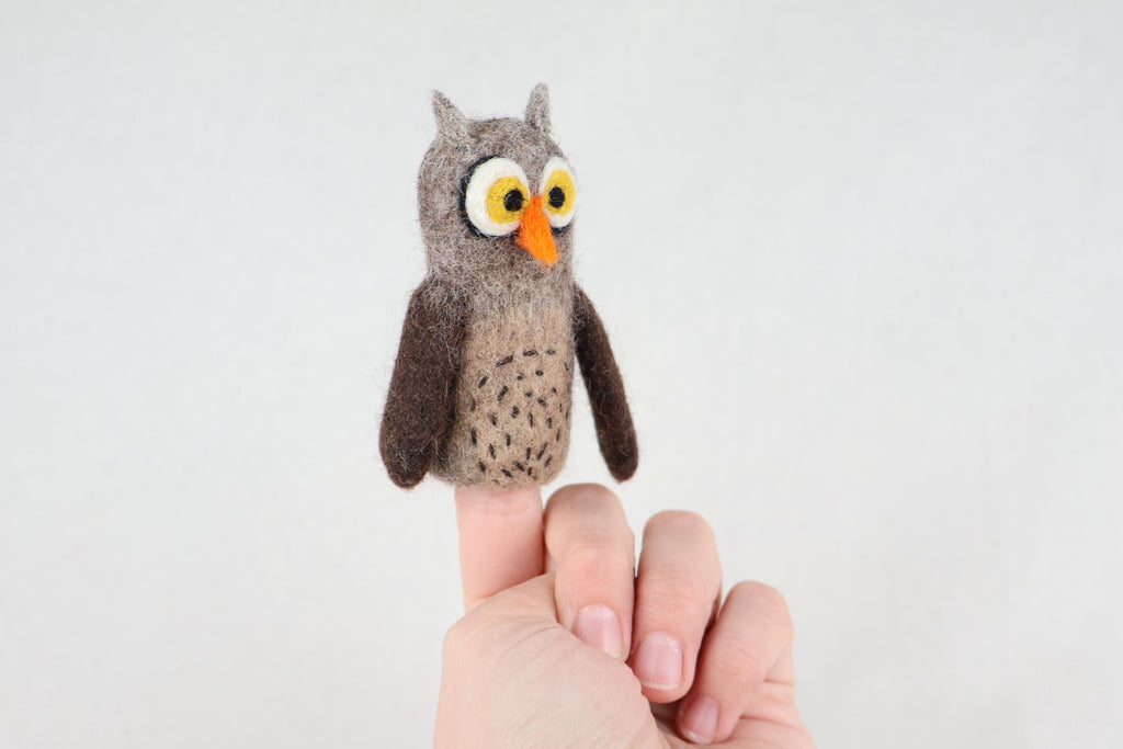 Niedliche Fingerpuppe Eule aus Filz I Fingerspiel I Waldtiere I Uhu I Spielzeug Montessori I Geschichten erzählen
