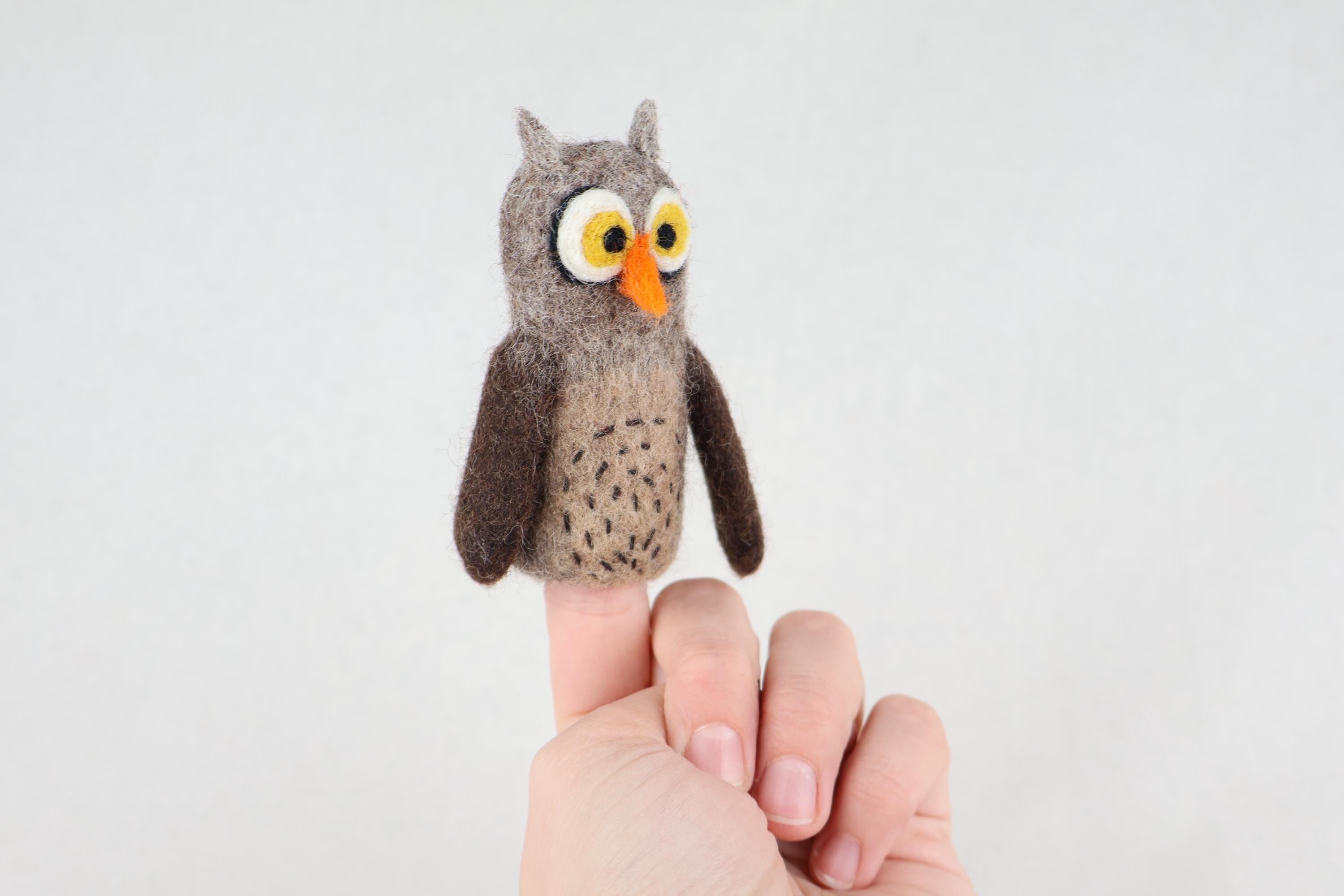 Niedliche Fingerpuppe Eule aus Filz I Fingerspiel I Waldtiere I Uhu I Spielzeug Montessori I Geschichten erzählen