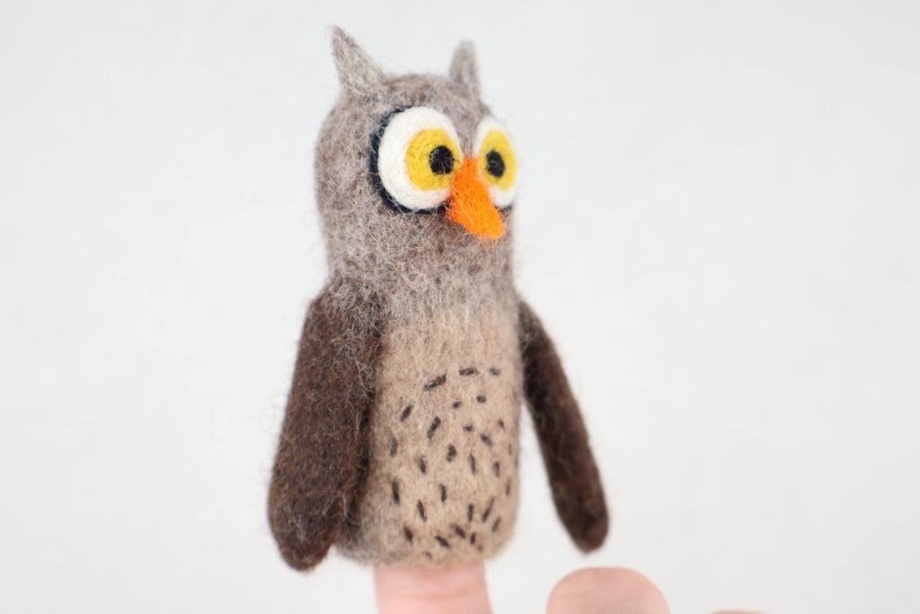 Niedliche Fingerpuppe Eule aus Filz I Fingerspiel I Waldtiere I Uhu I Spielzeug Montessori I Geschichten erzählen