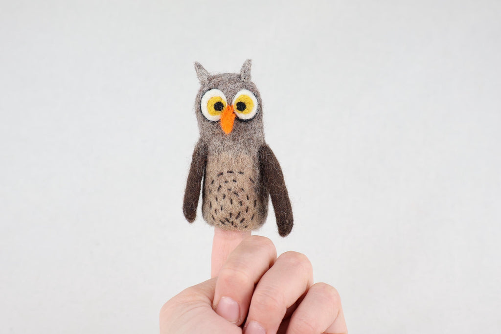 Niedliche Fingerpuppe Eule aus Filz I Fingerspiel I Waldtiere I Uhu I Spielzeug Montessori I Geschichten erzählen