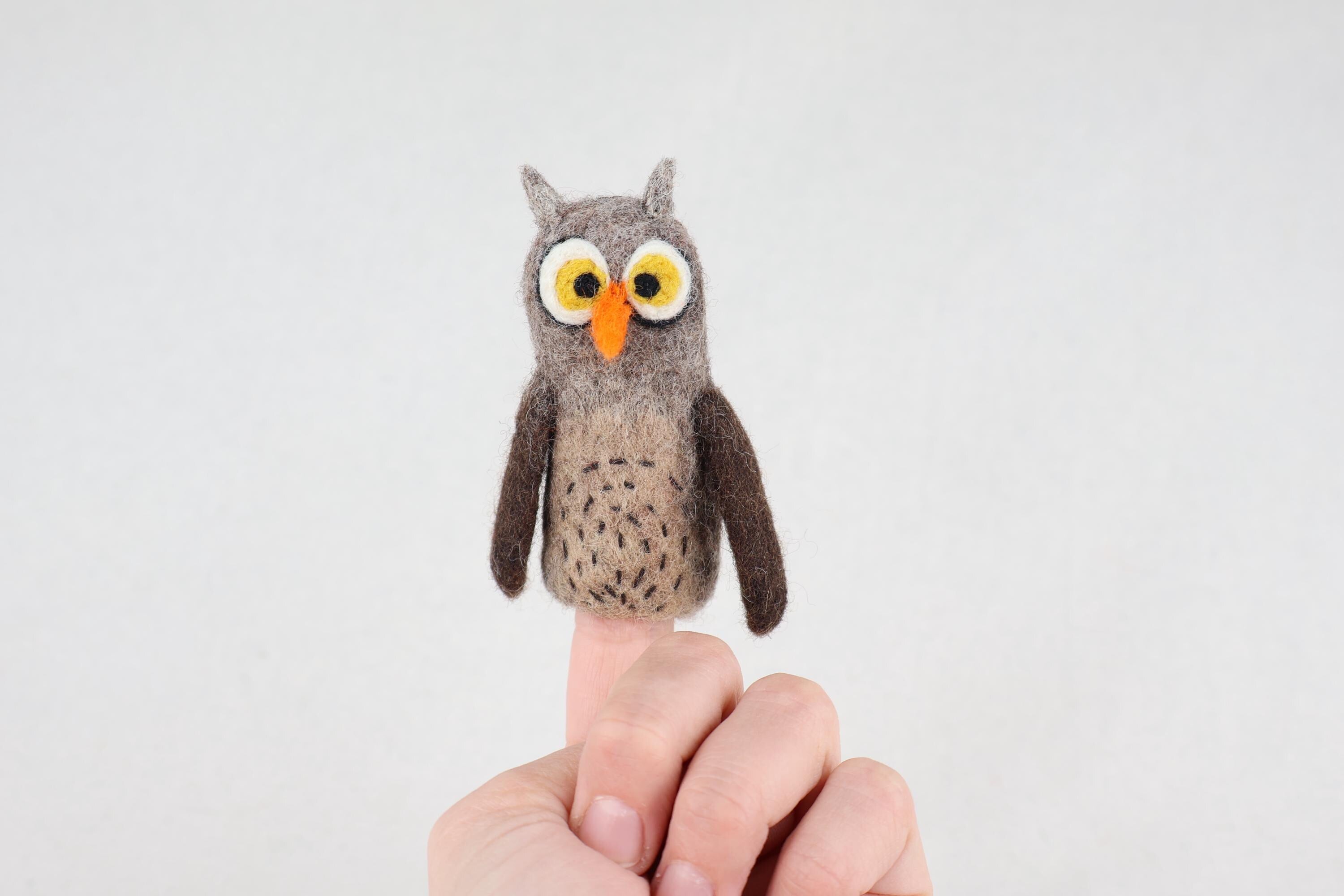 Niedliche Fingerpuppe Eule aus Filz I Fingerspiel I Waldtiere I Uhu I Spielzeug Montessori I Geschichten erzählen