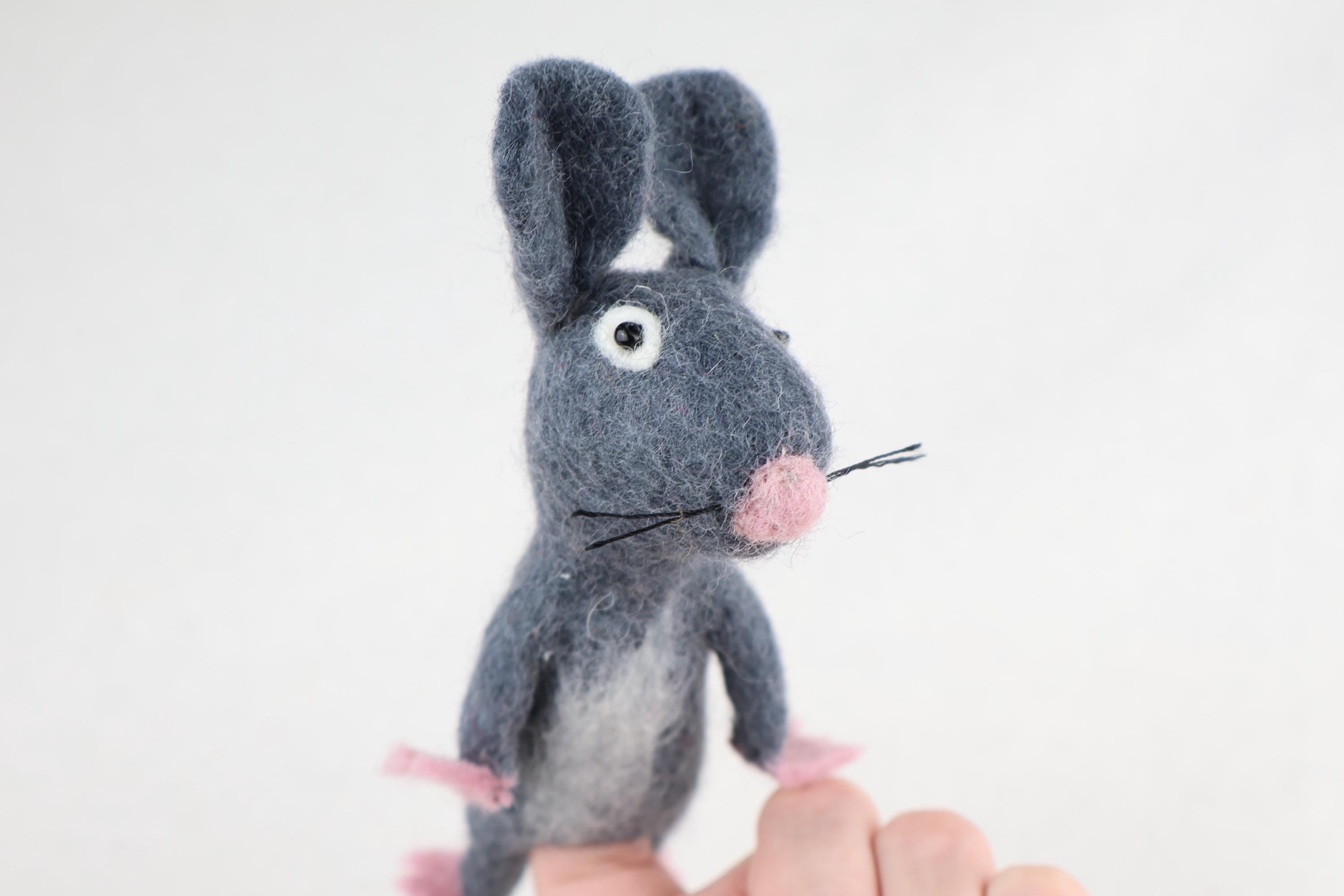 Niedliche Fingerpuppe Maus aus Filz I Fingerspiel I Bauernhoftier I Filzmaus I Spielzeug Montessori I Geschichten erzählen