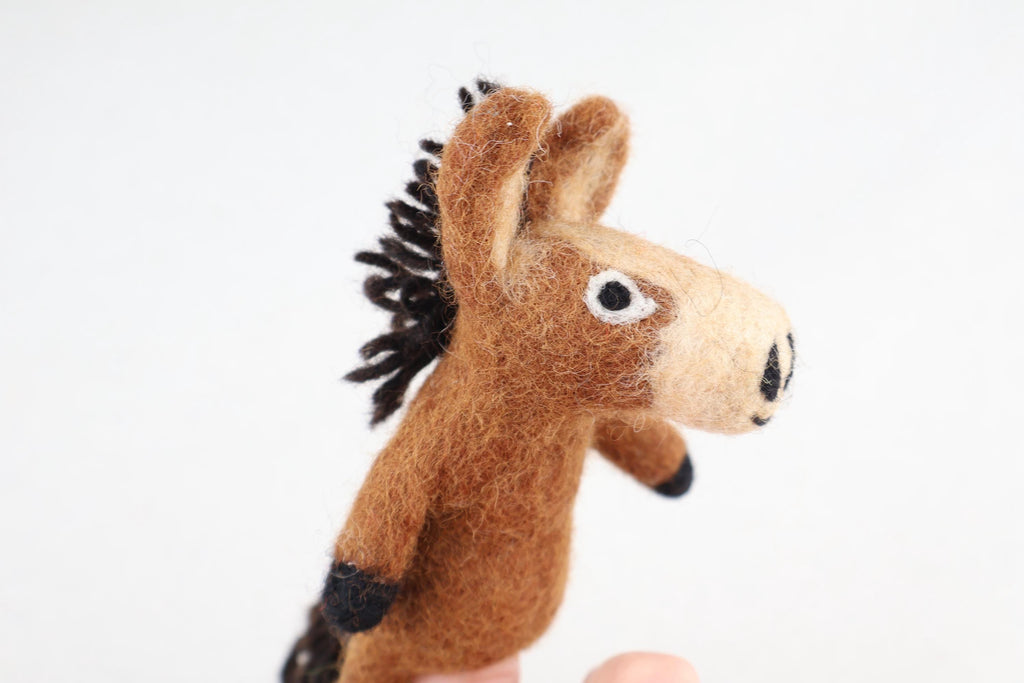 Niedliche Fingerpuppe Pferd aus Filz I Fingerspiel I Bauernhoftier I Pferd I Spielzeug Montessori I Geschichten erzählen