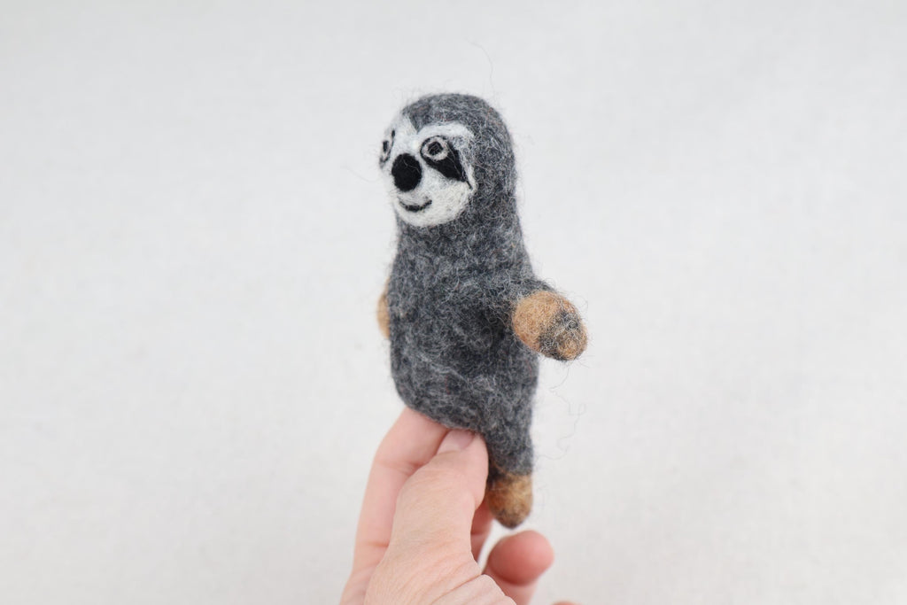 Niedliche Fingerpuppe Faultier aus Filz I Fingerspiel I Wildtiere I Spielzeug Montessori I Geschichten erzählen I Dschungel