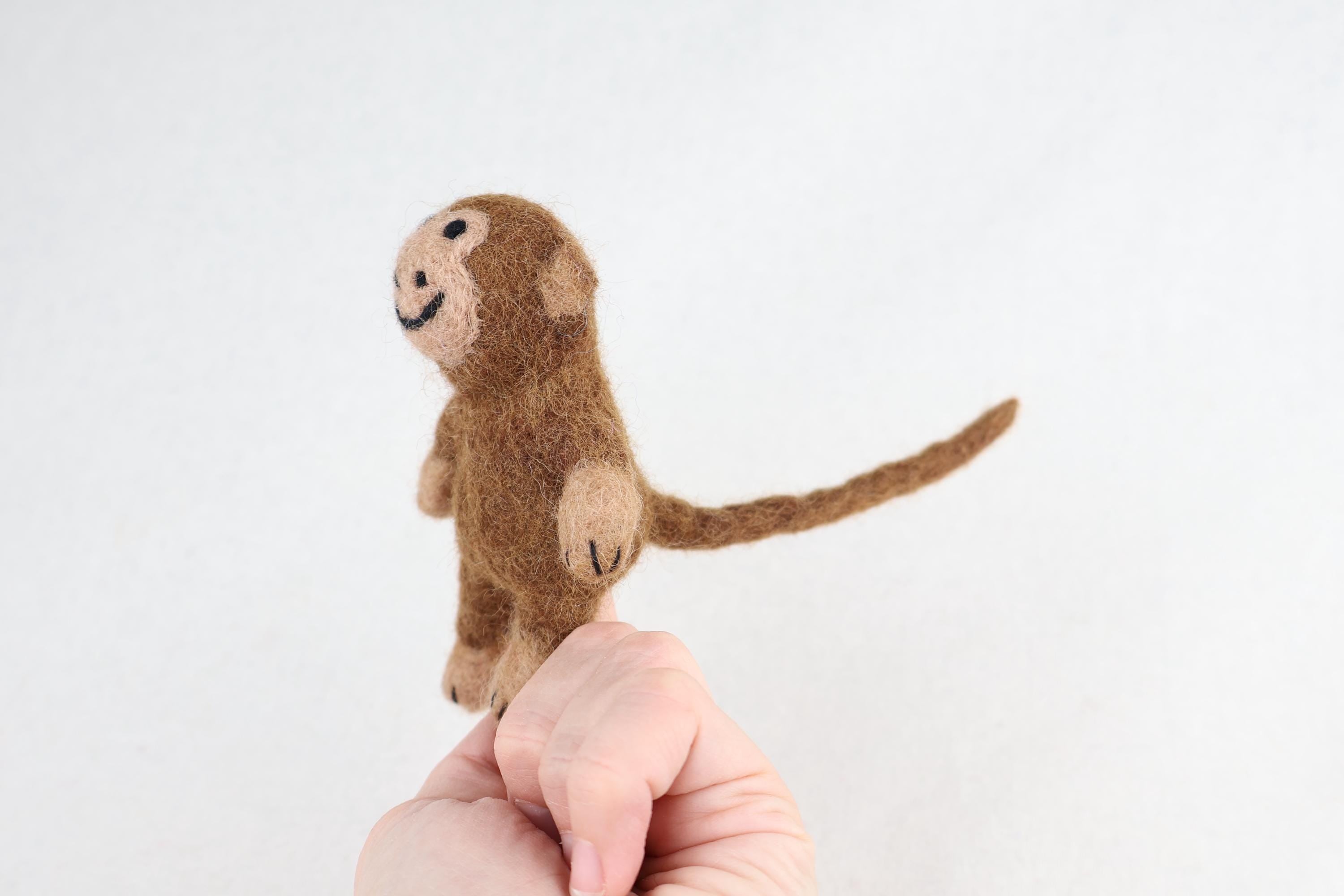 Niedliche Fingerpuppe Affe aus Filz I Fingerspiel I Wildtiere I Spielzeug Montessori I Geschichten erzählen I Dschungel