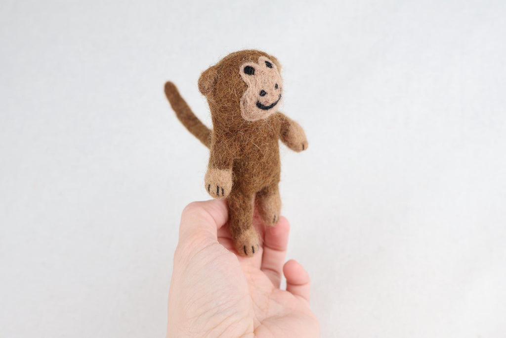 Niedliche Fingerpuppe Affe aus Filz I Fingerspiel I Wildtiere I Spielzeug Montessori I Geschichten erzählen I Dschungel