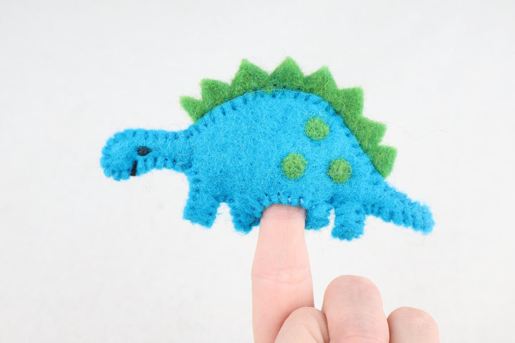 Fingerpuppe blauer Dinosaurier aus Filz I Spielzeug Montessori I Geschichten erzählen I bunte Fingerpuppe