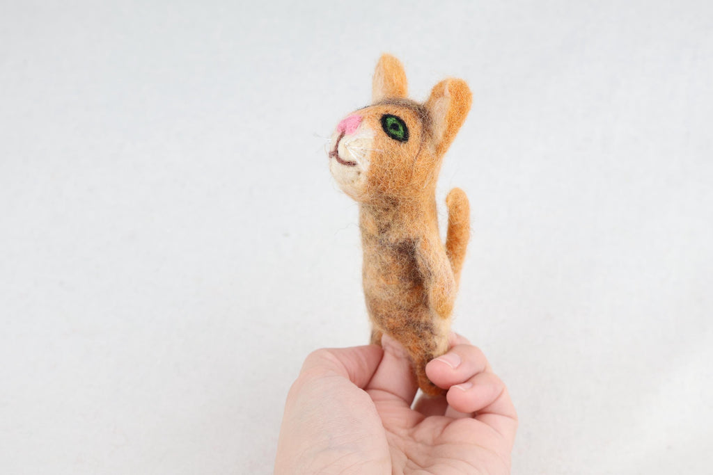Niedliche Fingerpuppe Katze rot aus Filz I Fingerspiel I Bauernhoftier I Haustiere I Spielzeug Montessori I Geschichten erzählen I Katzen