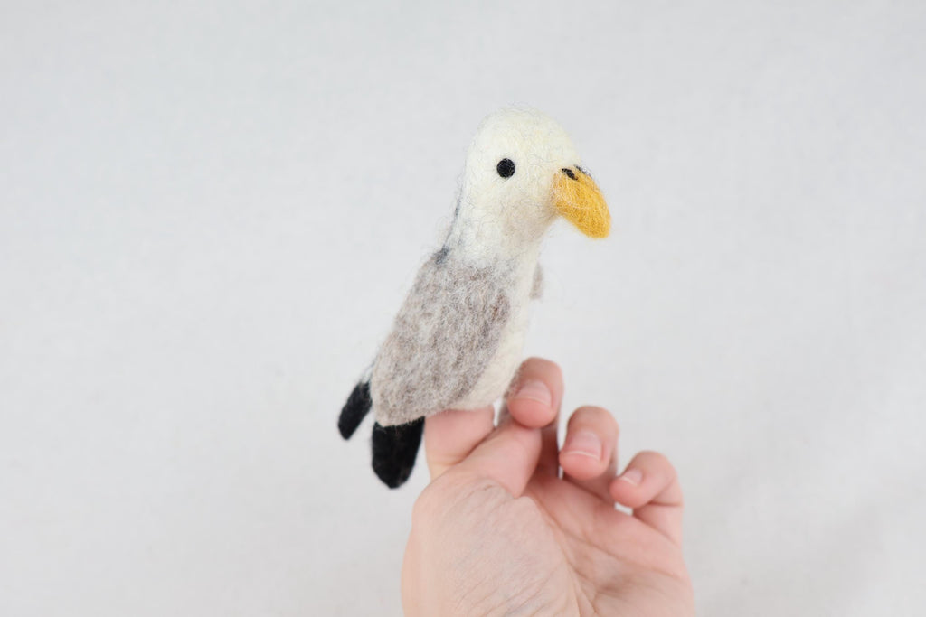 Niedliche Fingerpuppe Möwe aus Filz I Fingerspiel I Seevogel I Meer I Spielzeug Montessori I Geschichten erzählen