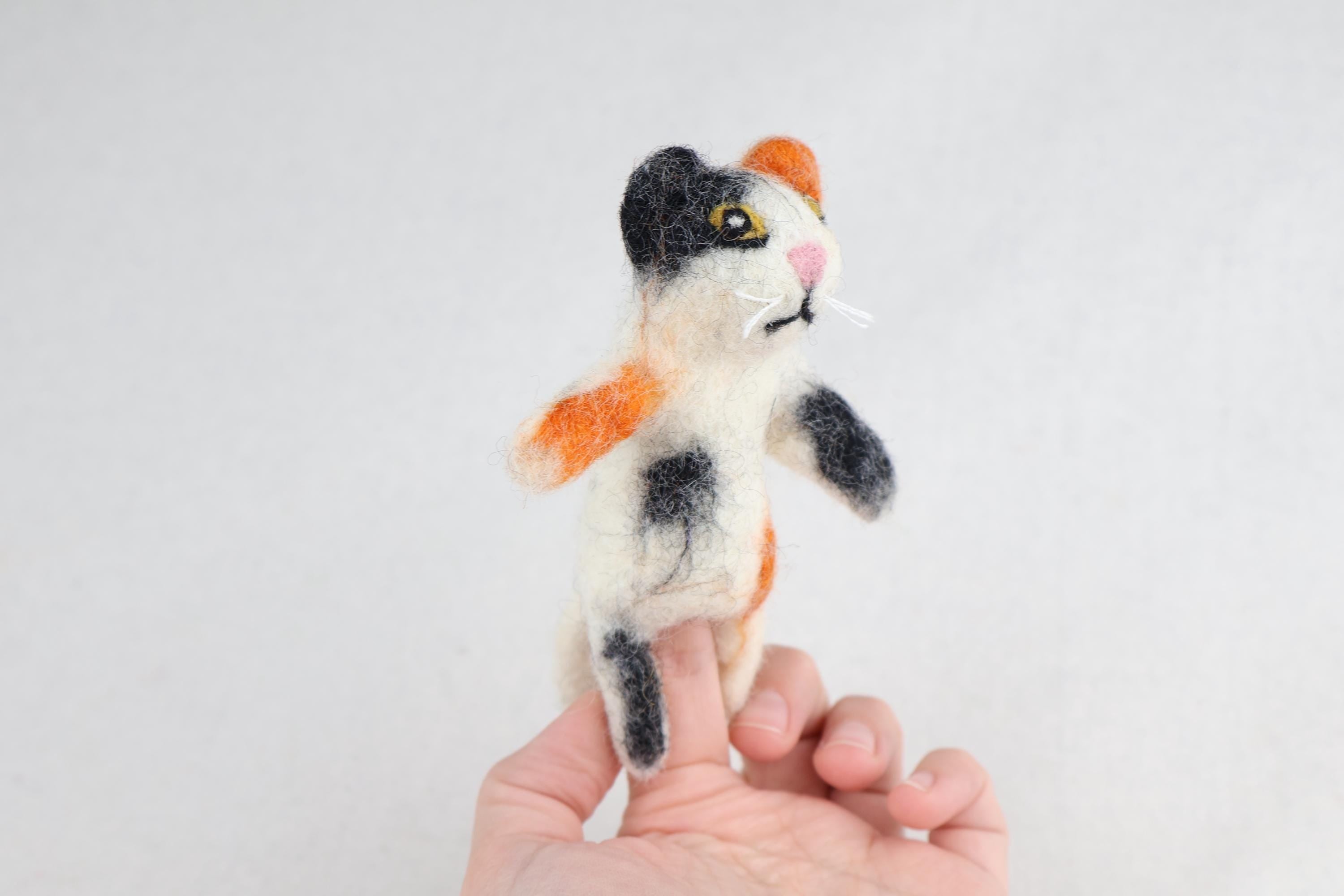 Niedliche Fingerpuppe Katze bunt aus Filz I Fingerspiel I Bauernhoftier I Haustiere I Spielzeug Montessori I Geschichten erzählen I Katzen
