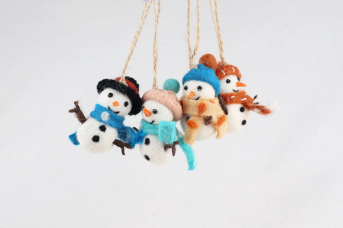 4-er Set Schneemann Anhänger I Schneemänner aus Filz I Christbaumschmuck I Schneemann Deko I Weihnachtsdeko I Filz Winterdeko I Schneemänner