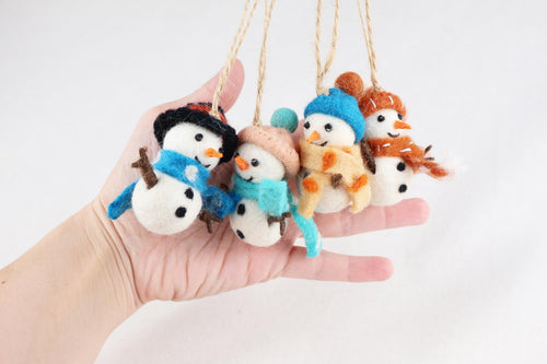 4-er Set Schneemann Anhänger I Schneemänner aus Filz I Christbaumschmuck I Schneemann Deko I Weihnachtsdeko I Filz Winterdeko I Schneemänner