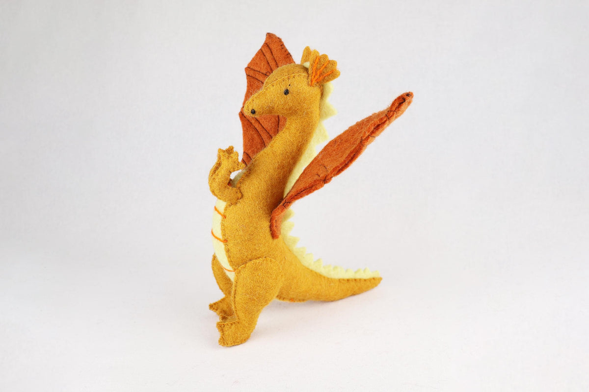 Gelber Drache aus Filz I Spielzeug I Dekofigur I Dragon I handgemachtes Spielzeug I Filz Drache I Filz Figur I Drache Spiel