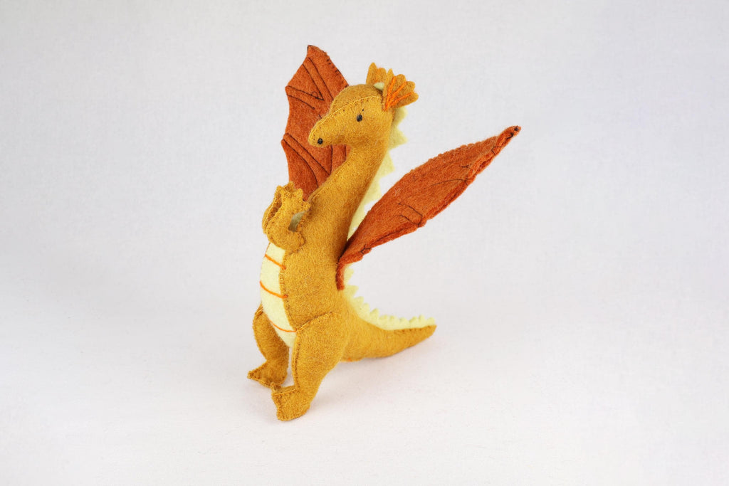 Gelber Drache aus Filz I Spielzeug I Dekofigur I Dragon I handgemachtes Spielzeug I Filz Drache I Filz Figur I Drache Spiel