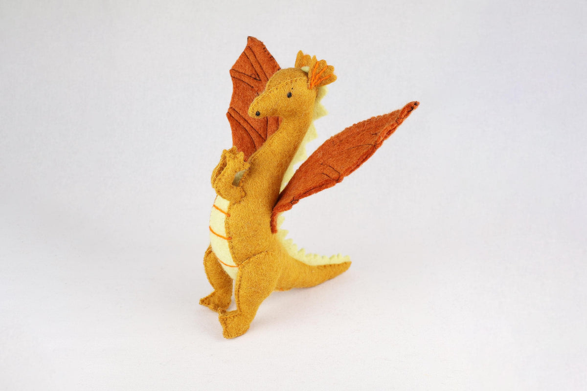 Gelber Drache aus Filz I Spielzeug I Dekofigur I Dragon I handgemachtes Spielzeug I Filz Drache I Filz Figur I Drache Spiel