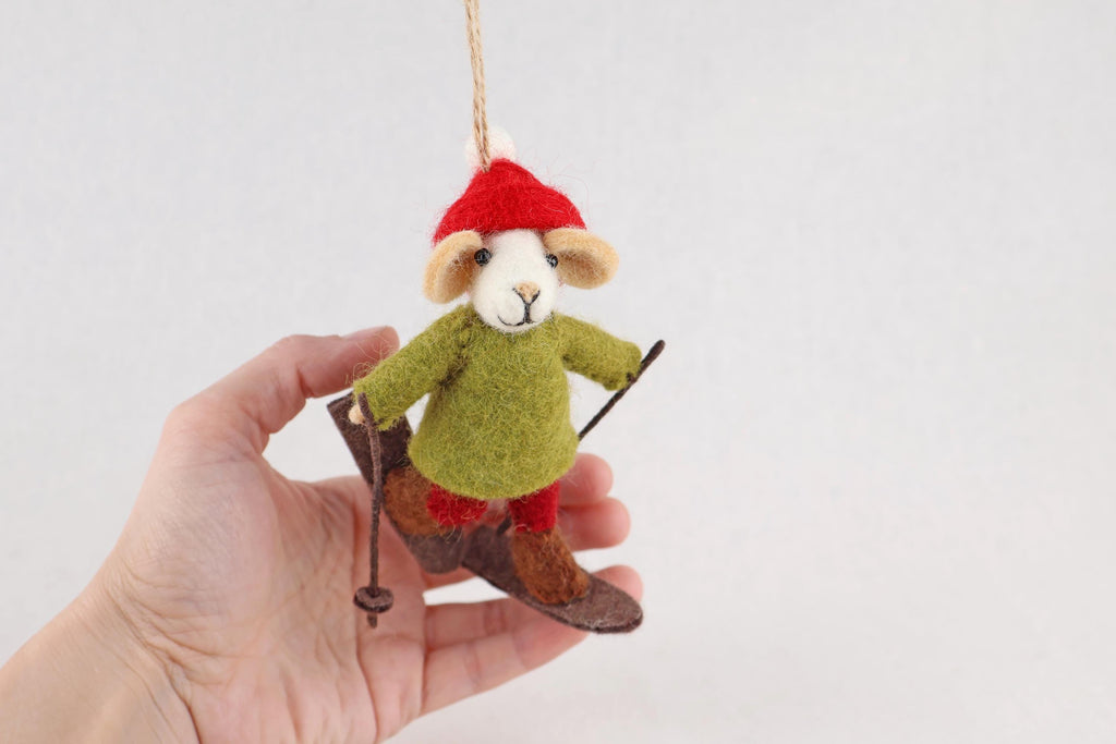 Weihnachtsanhänger Skifahrer Maus I Christbaumschmuck Weihnachtsdeko I Winter Weihnachtsbaum I Weihnachtsmaus