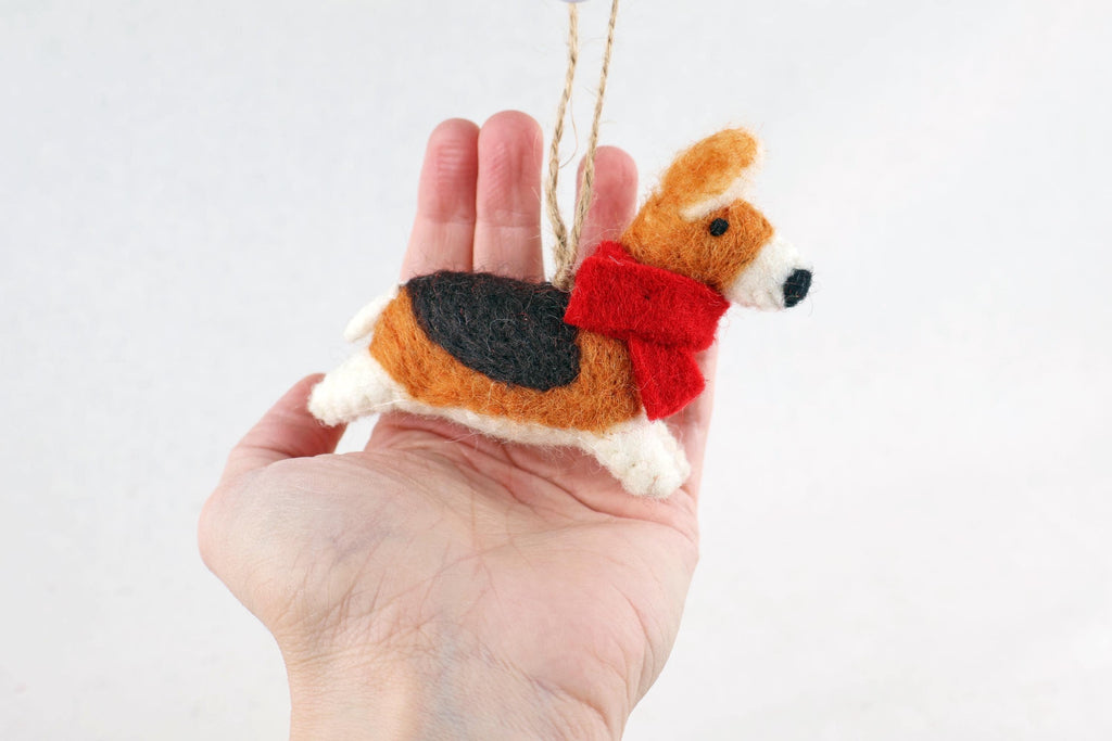 Weihnachtsanhänger Corgi aus Filz I Filz Christbaumschmuck I Weihnachtsdeko I Weihnachtscorgi I Hundeanhänger