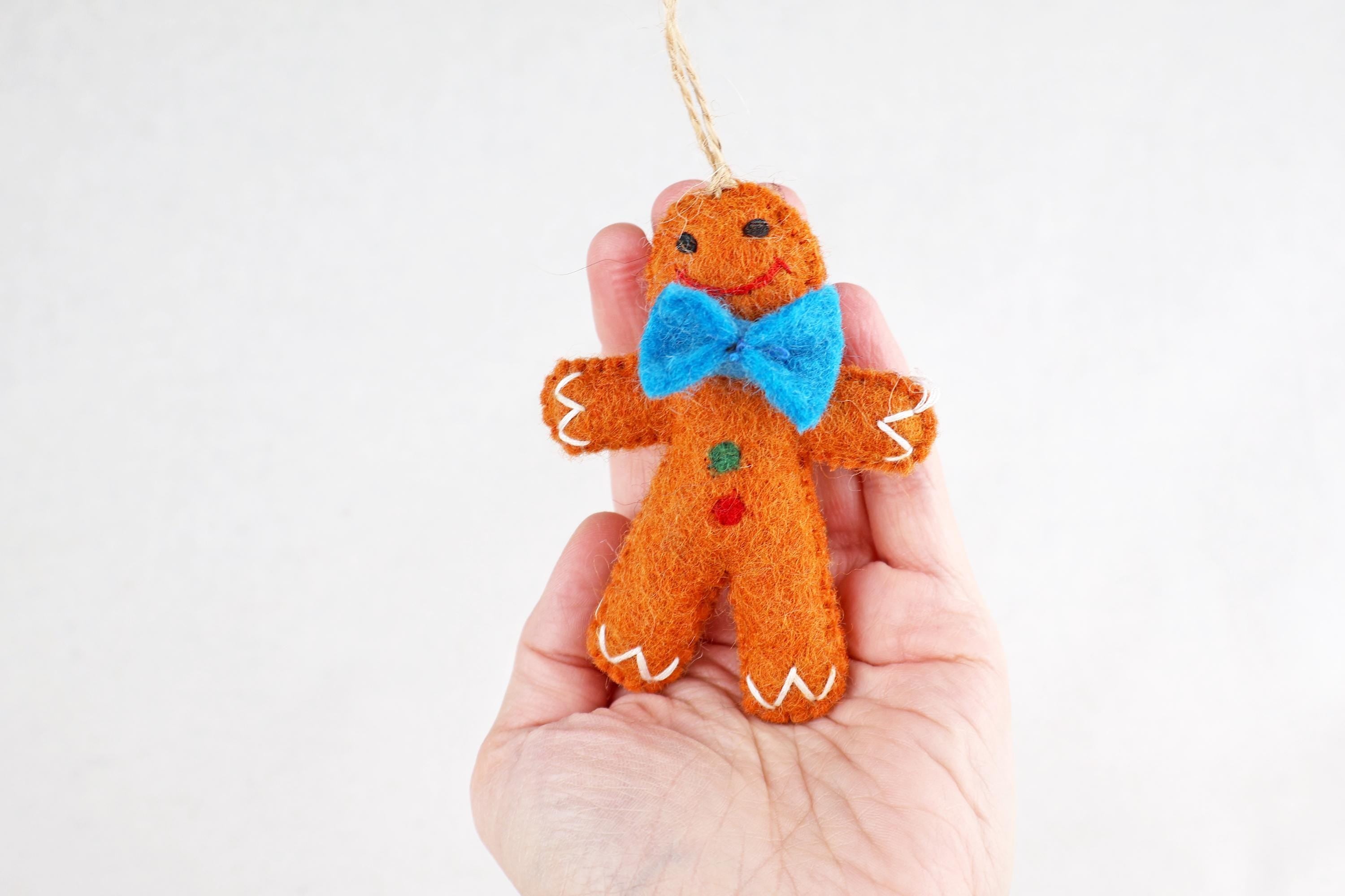 Weihnachtsanhänger Lebkuchenmann mit blauer Schleife I Christbaumschmuck Weihnachtsdeko I Winterdeko I Weihnachtsbaum I Lebkuchen