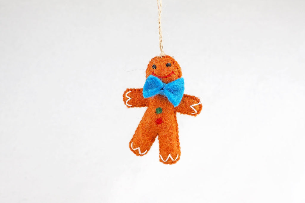 Weihnachtsanhänger Lebkuchenmann mit blauer Schleife I Christbaumschmuck Weihnachtsdeko I Winterdeko I Weihnachtsbaum I Lebkuchen
