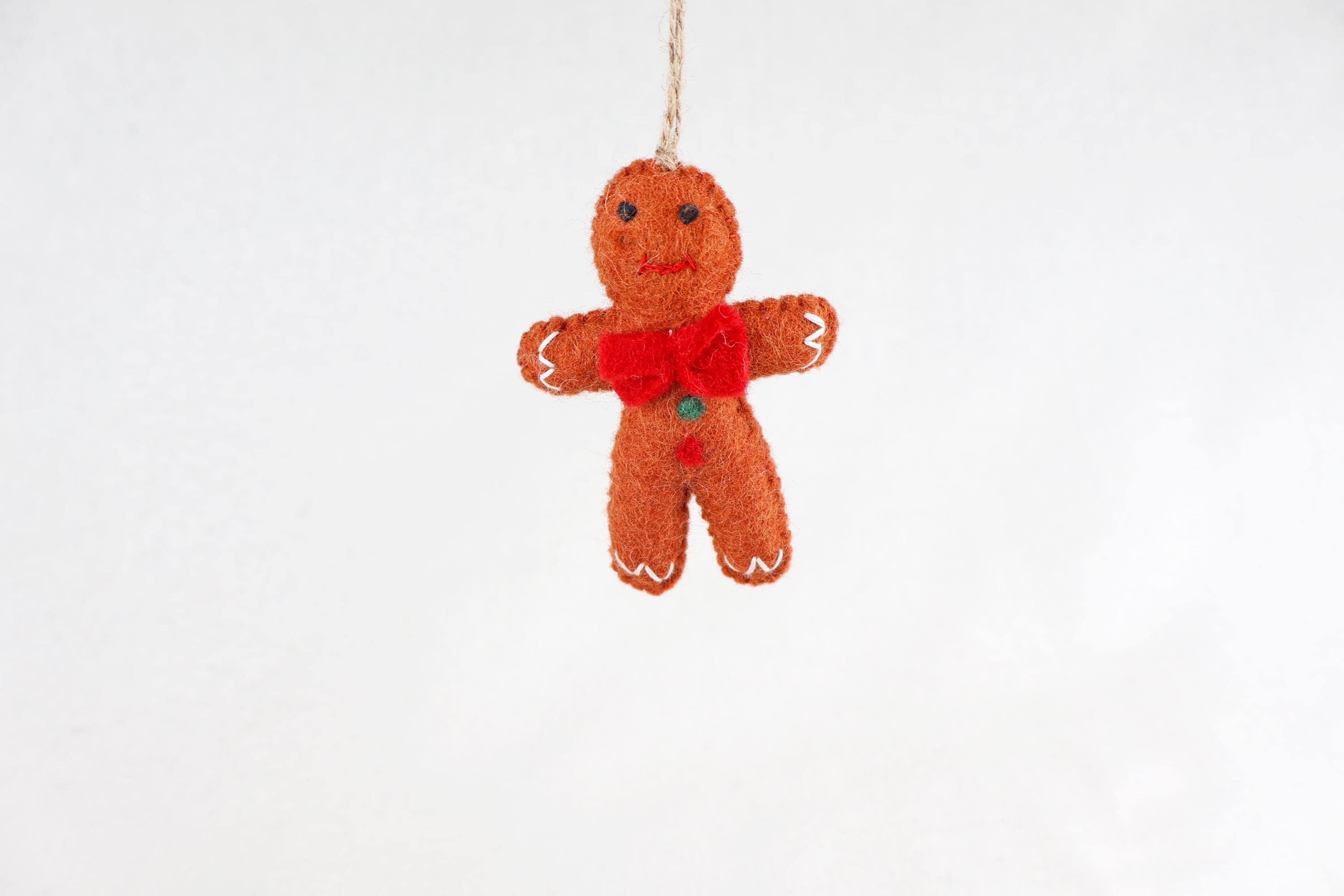 Weihnachtsanhänger Lebkuchenmann mit roter Schleife I Christbaumschmuck Weihnachtsdeko I Winterdeko I Weihnachtsbaum I Lebkuchen