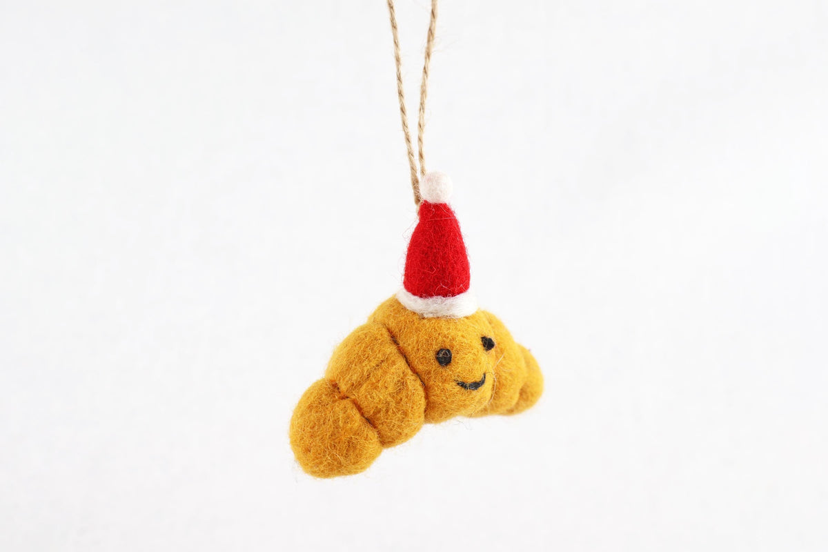 Weihnachtsanhänger Croissant I Filz Christbaumschmuck I Weihnachtsdeko I Anhänger Weihnachten I Weihnachtsmann Croissant I handgefertigt