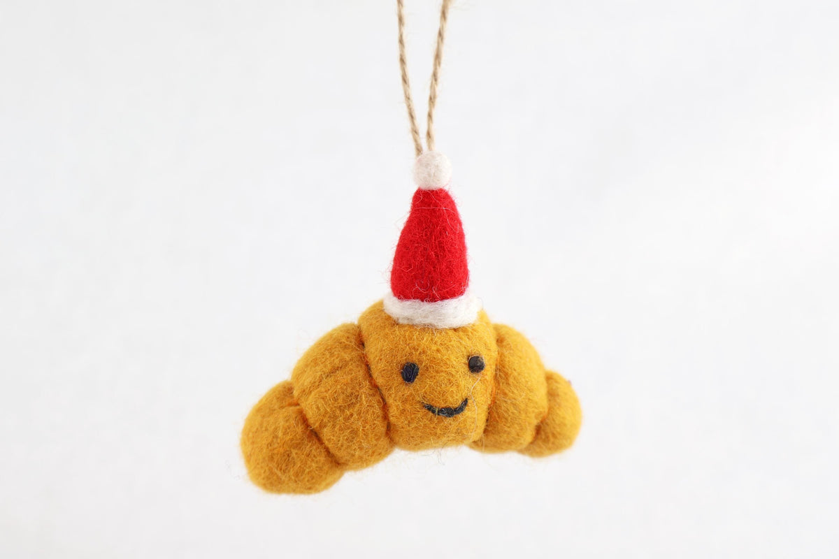 Weihnachtsanhänger Croissant I Filz Christbaumschmuck I Weihnachtsdeko I Anhänger Weihnachten I Weihnachtsmann Croissant I handgefertigt