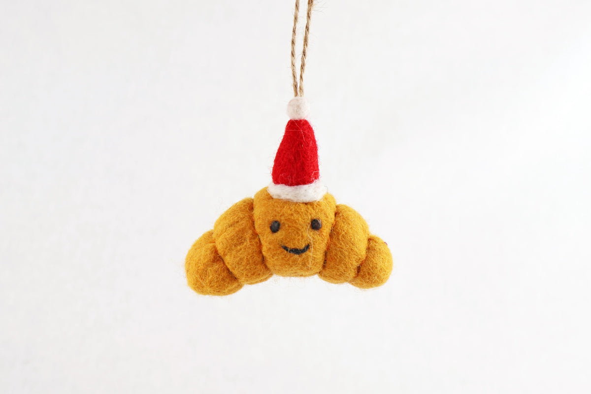 Weihnachtsanhänger Croissant I Filz Christbaumschmuck I Weihnachtsdeko I Anhänger Weihnachten I Weihnachtsmann Croissant I handgefertigt
