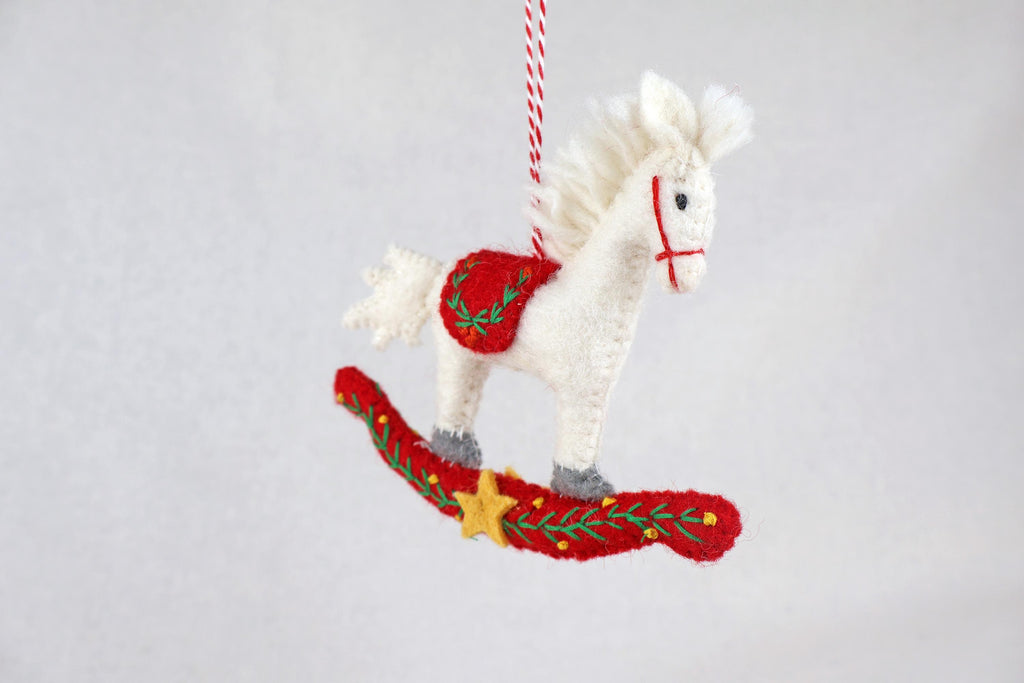 Weihnachtsanhänger Schaukelpferd I Filz Christbaumschmuck I Weihnachtsdeko Pferdchen I Baumschmuck handgefertigt